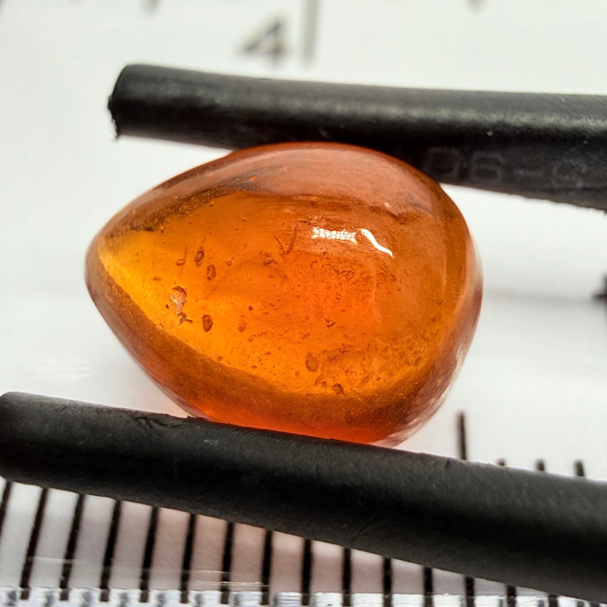 Mandarin Garnet Cabochon, Reddish Orange, 3.12ct, Tanzania, Untreated Unheated