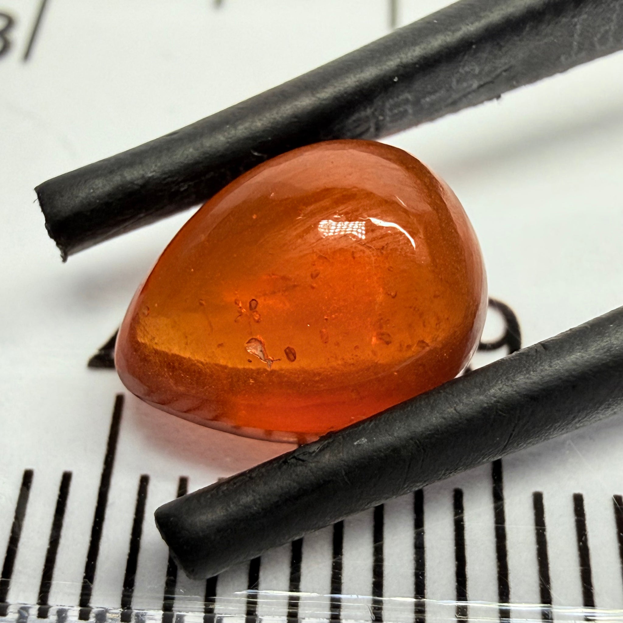 Mandarin Garnet Cabochon, Reddish Orange, 3.12ct, Tanzania, Untreated Unheated