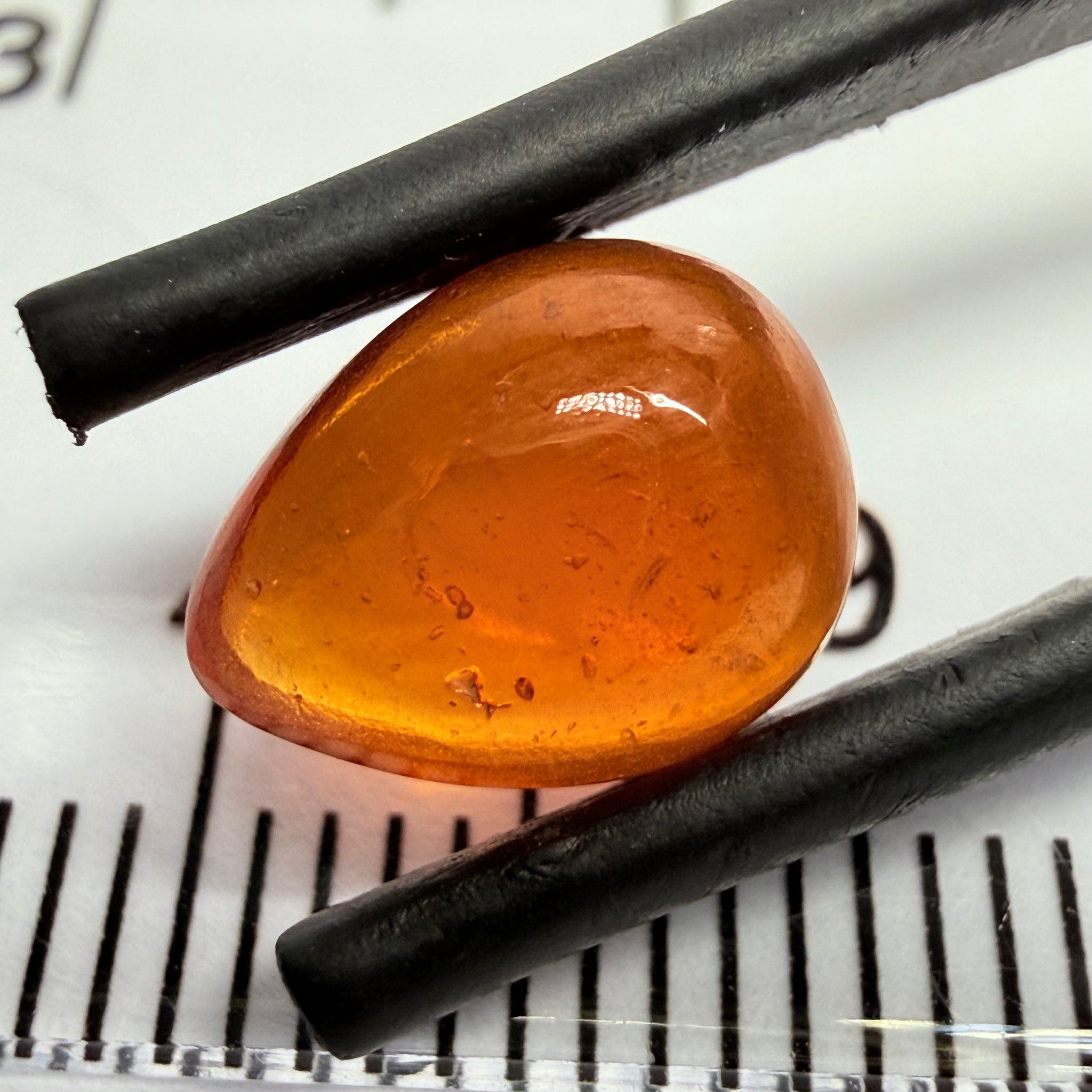 Mandarin Garnet Cabochon, Reddish Orange, 3.12ct, Tanzania, Untreated Unheated