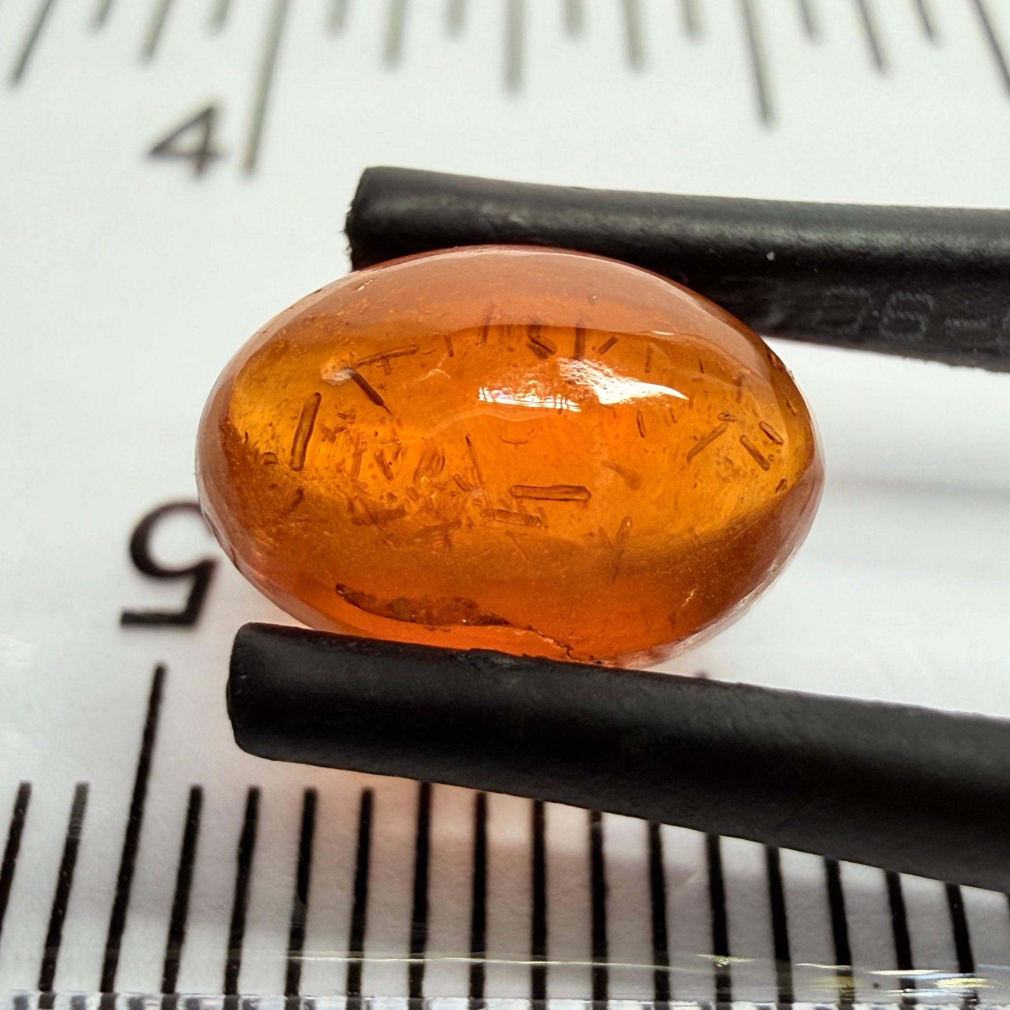 Mandarin Garnet Cabochon, Reddish Orange, 3.12ct, Tanzania, Untreated Unheated