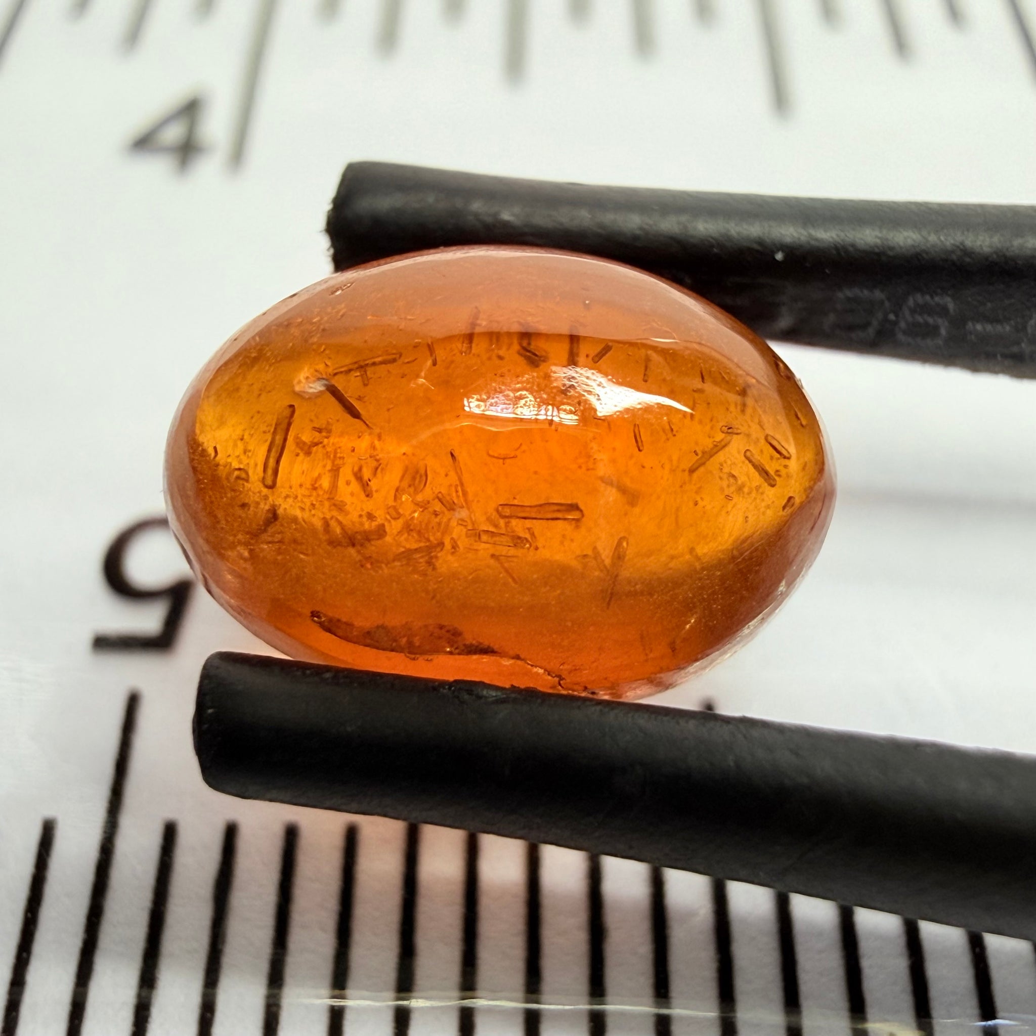 Mandarin Garnet Cabochon, Reddish Orange, 3.12ct, Tanzania, Untreated Unheated