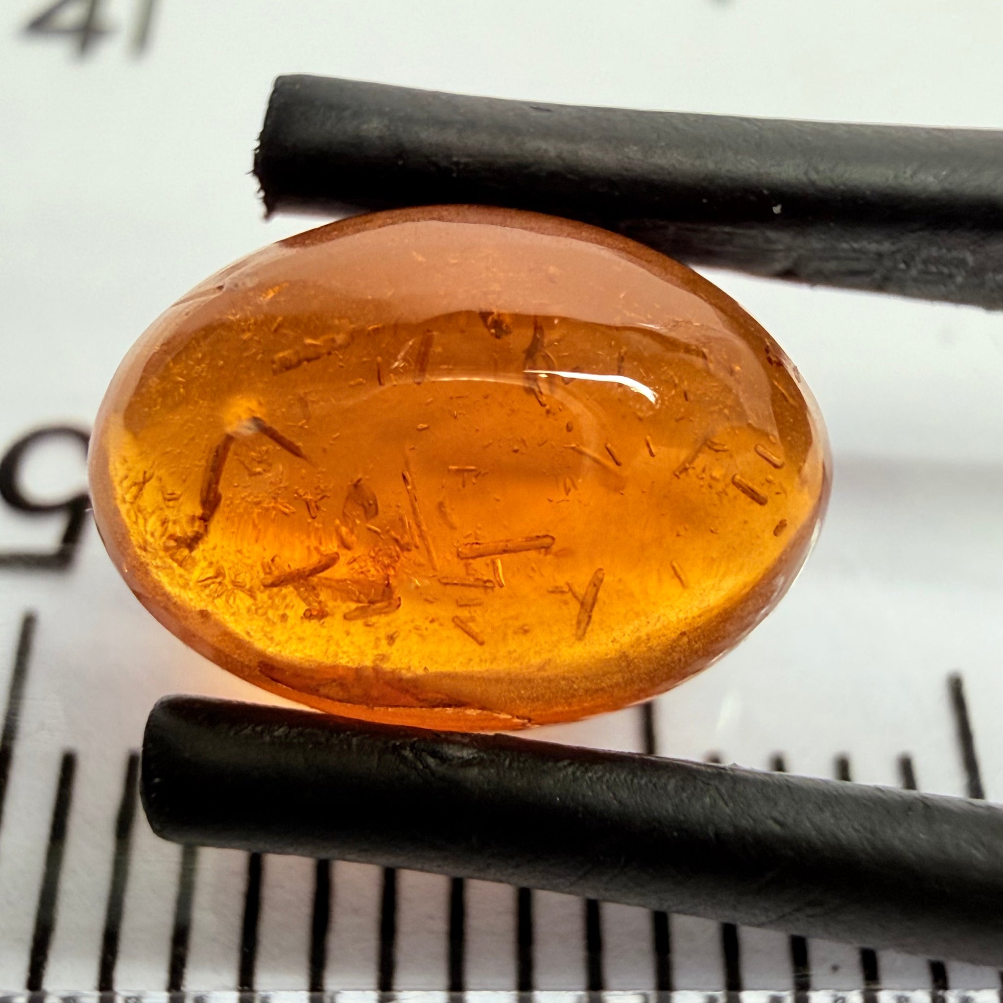 Mandarin Garnet Cabochon, Reddish Orange, 3.12ct, Tanzania, Untreated Unheated