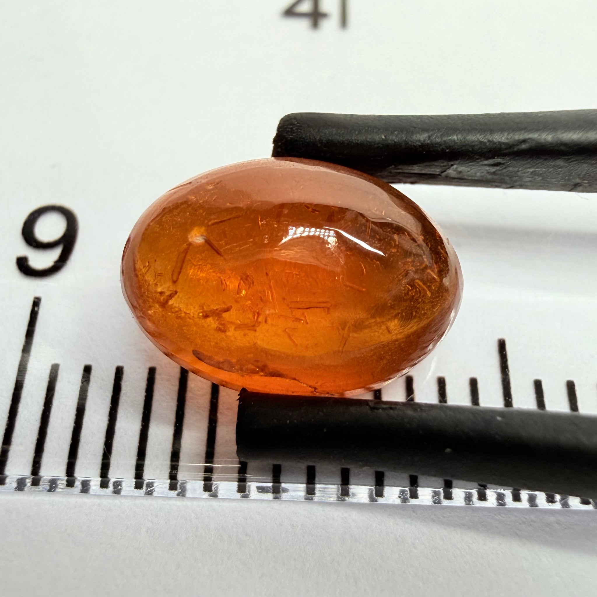 Mandarin Garnet Cabochon, Reddish Orange, 3.12ct, Tanzania, Untreated Unheated