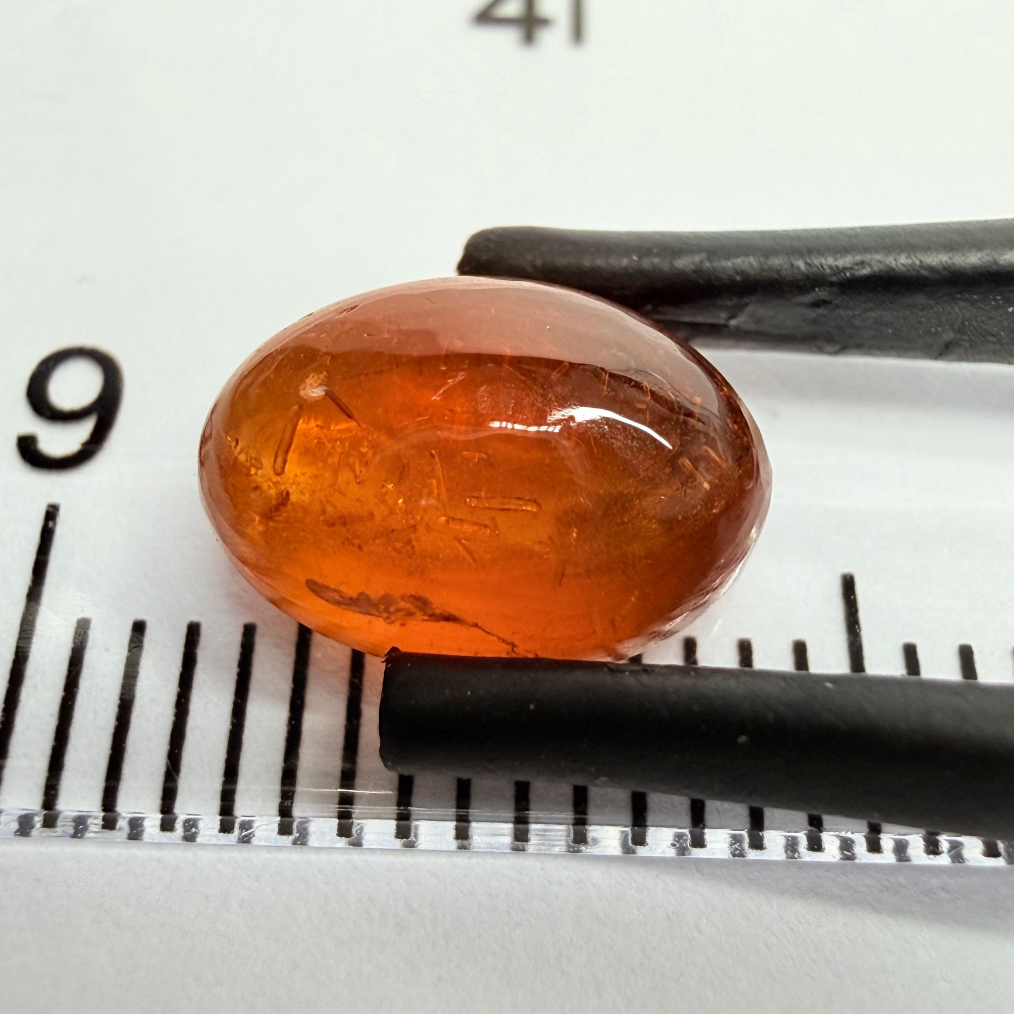 Mandarin Garnet Cabochon, Reddish Orange, 3.12ct, Tanzania, Untreated Unheated
