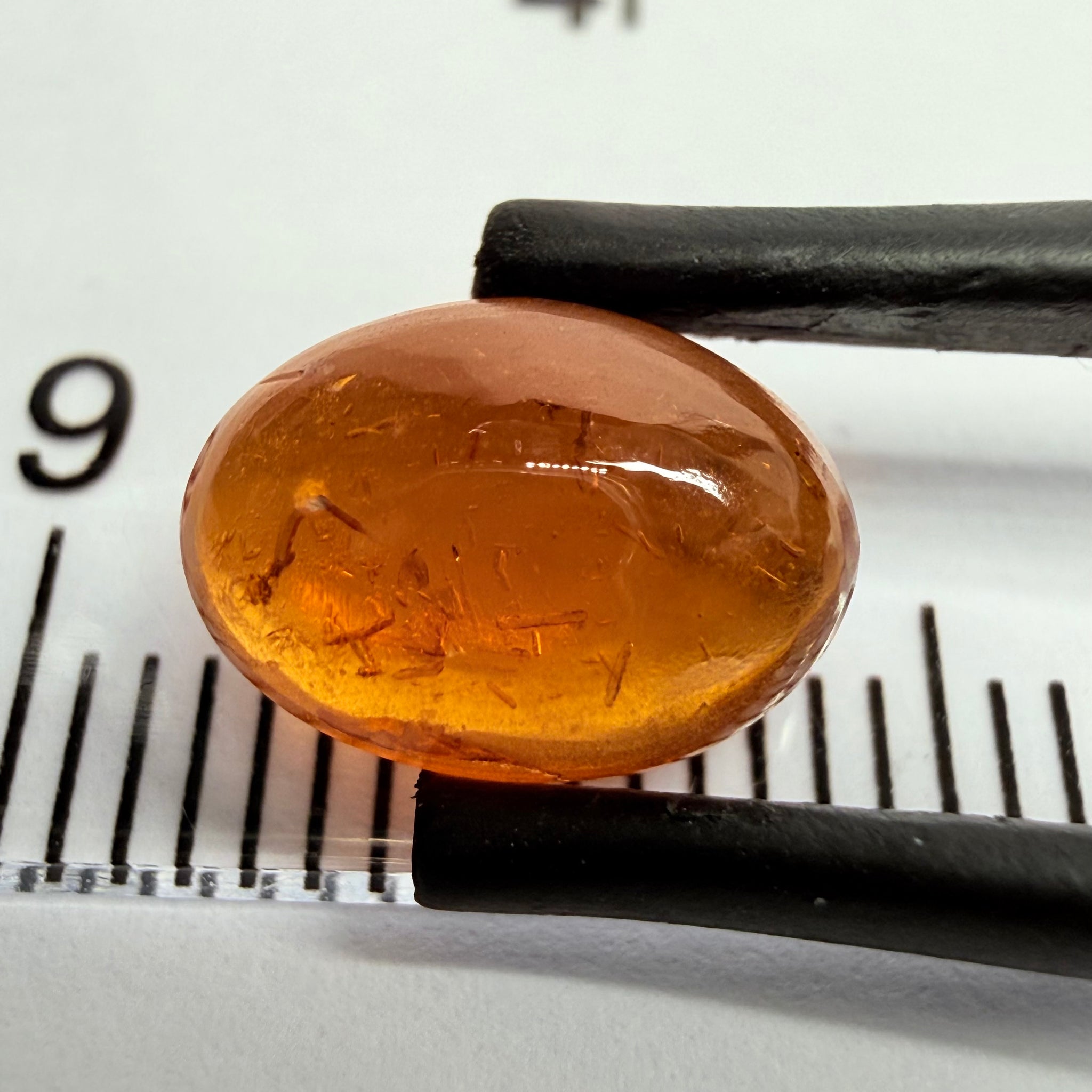 Mandarin Garnet Cabochon, Reddish Orange, 3.12ct, Tanzania, Untreated Unheated