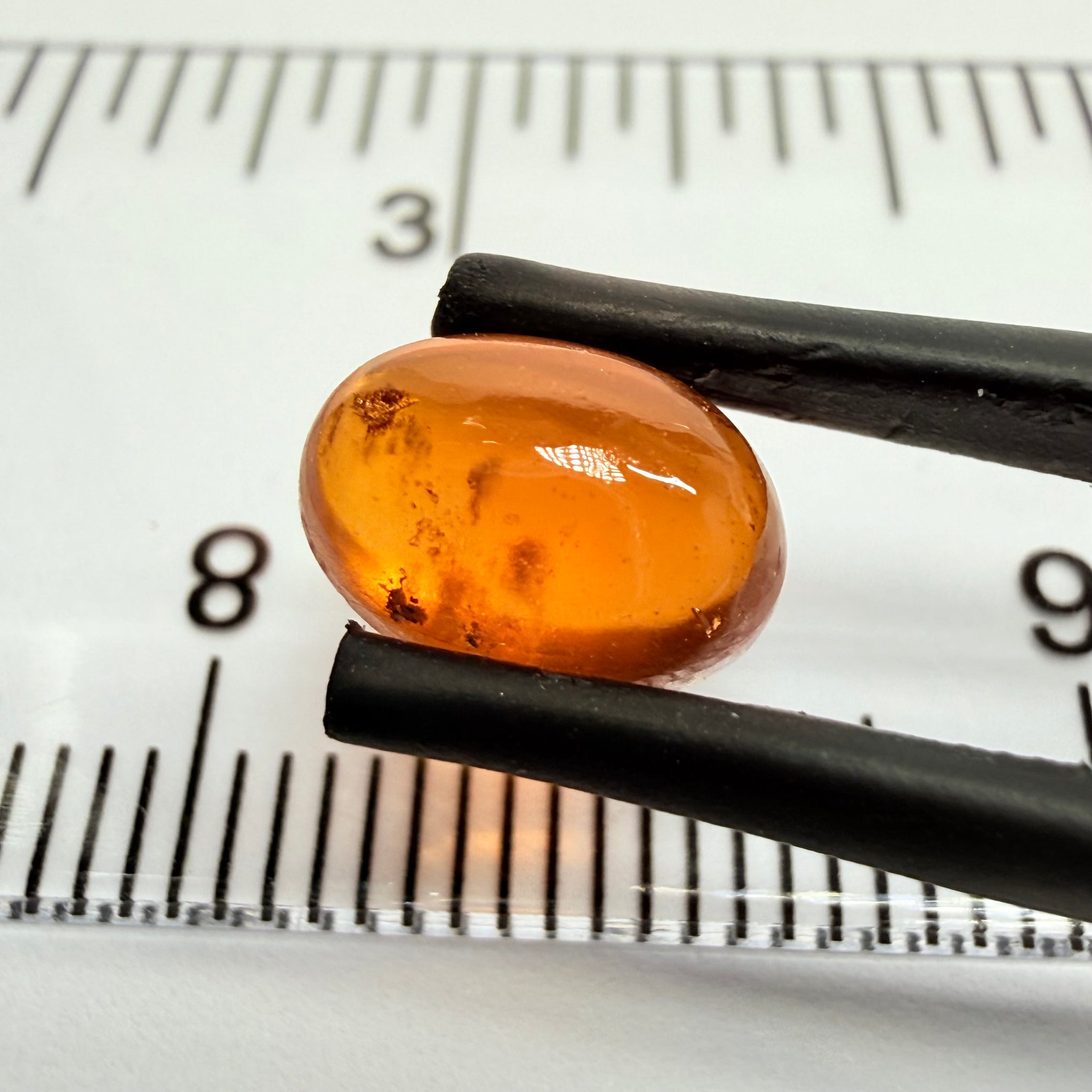 Mandarin Garnet Cabochon, Reddish Orange, 2.92ct, Tanzania, Untreated Unheated
