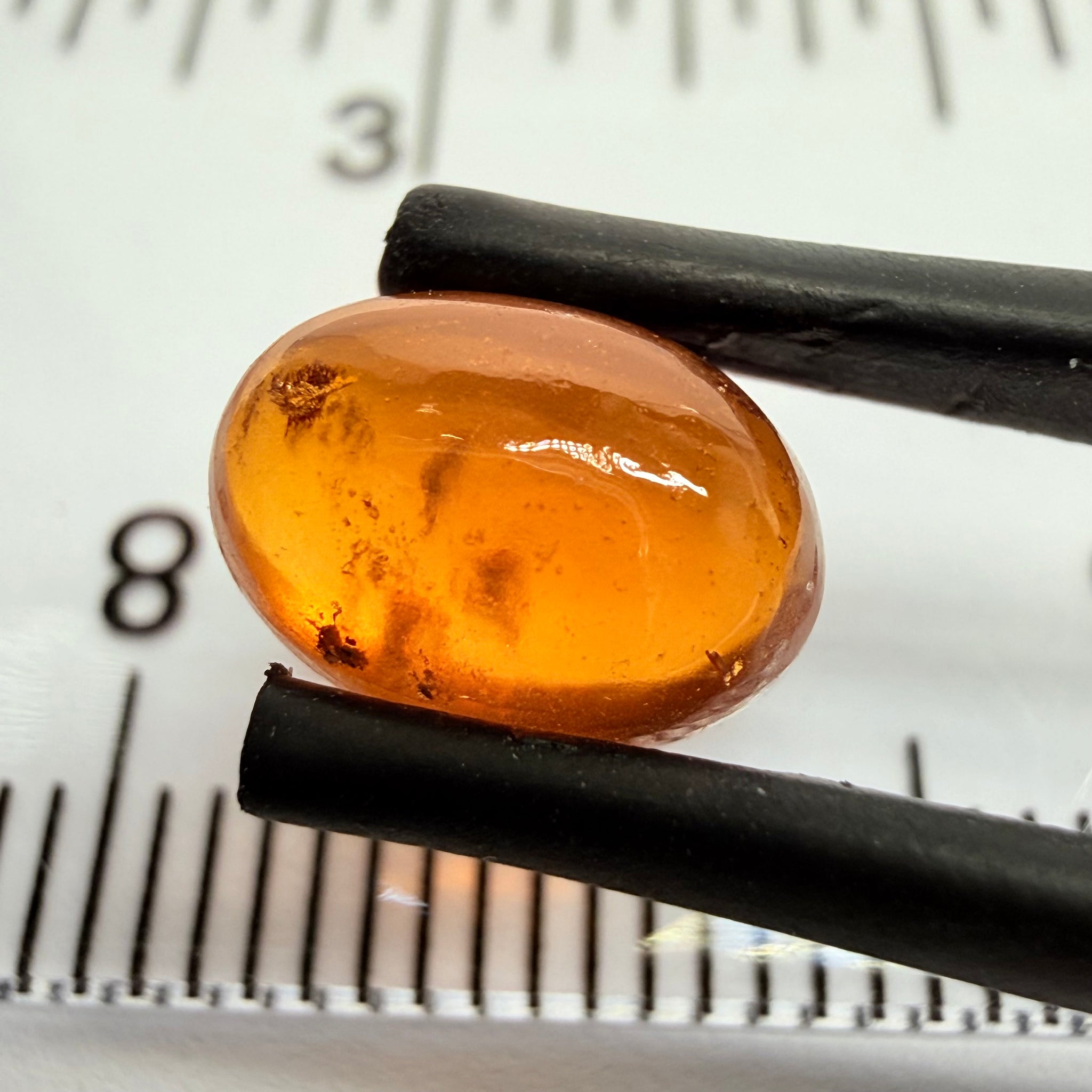 Mandarin Garnet Cabochon, Reddish Orange, 2.92ct, Tanzania, Untreated Unheated