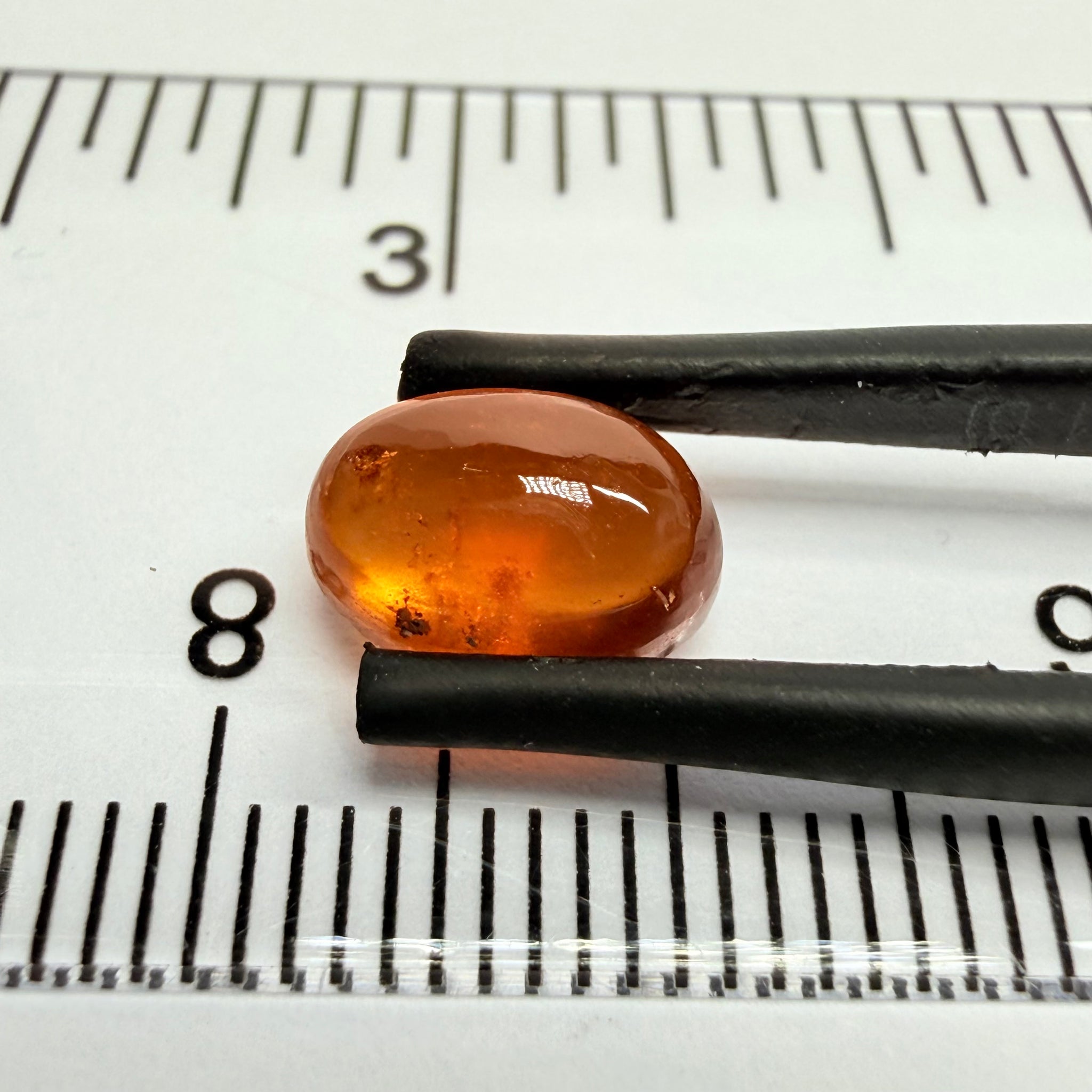 Mandarin Garnet Cabochon, Reddish Orange, 2.92ct, Tanzania, Untreated Unheated