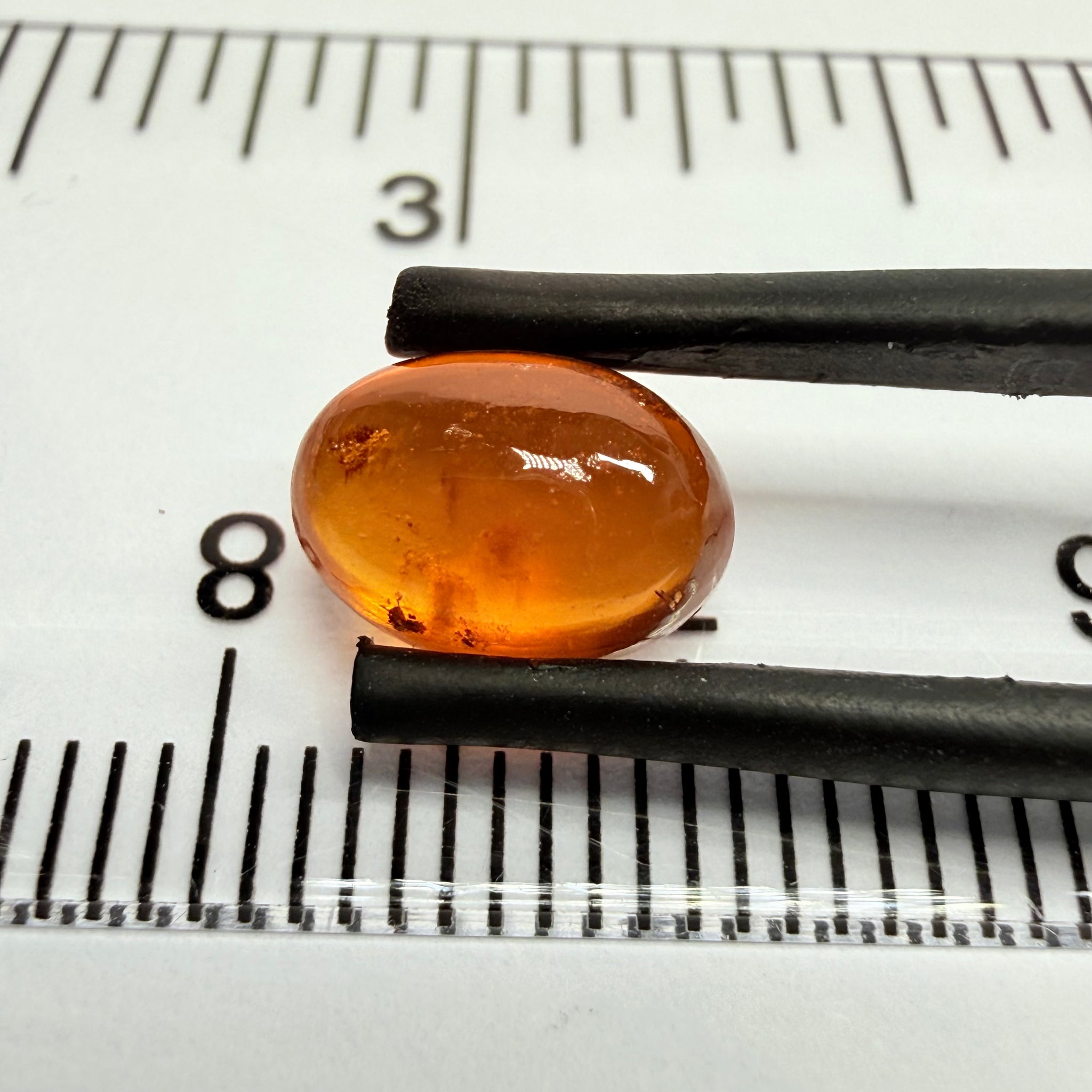 Mandarin Garnet Cabochon, Reddish Orange, 2.92ct, Tanzania, Untreated Unheated