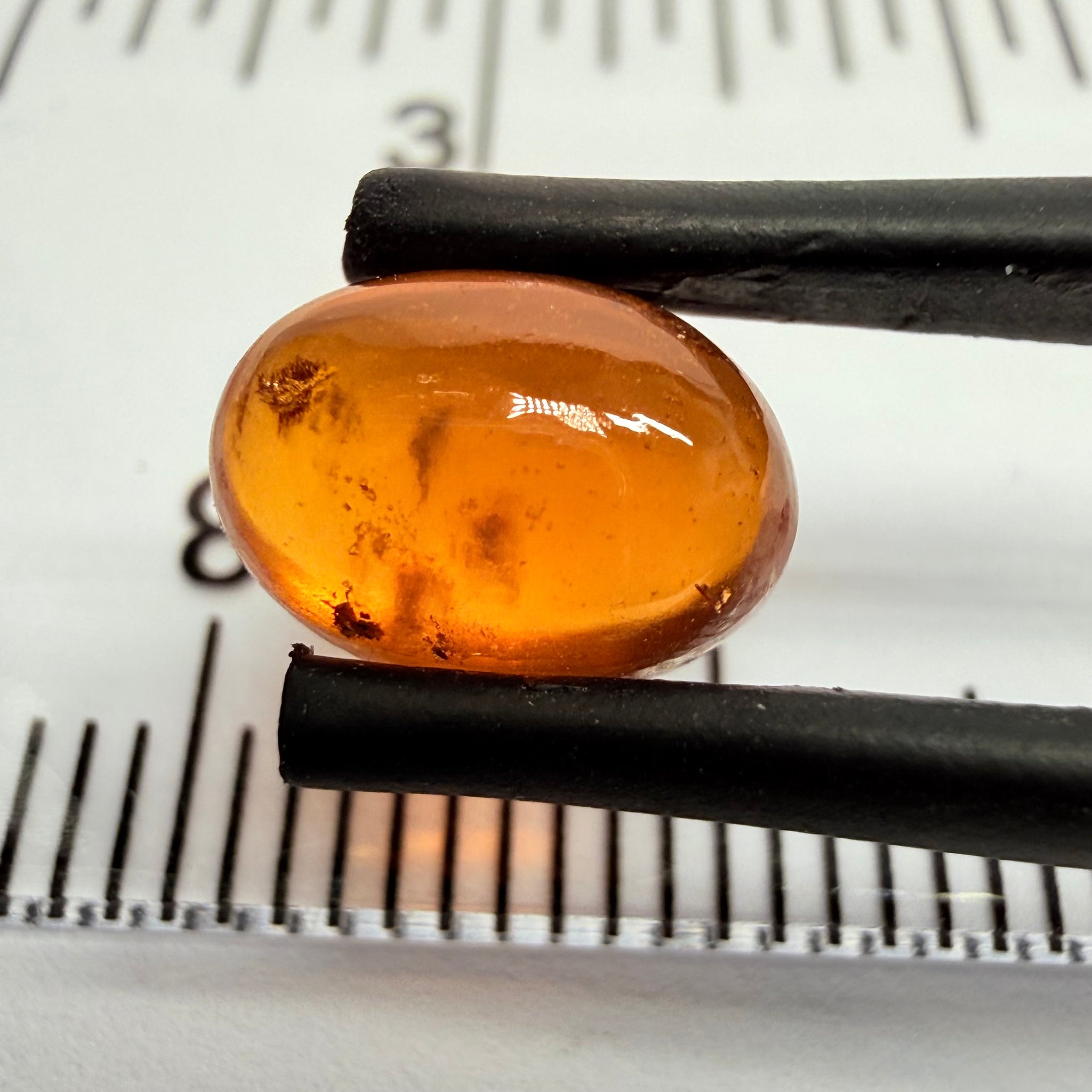 Mandarin Garnet Cabochon, Reddish Orange, 2.92ct, Tanzania, Untreated Unheated