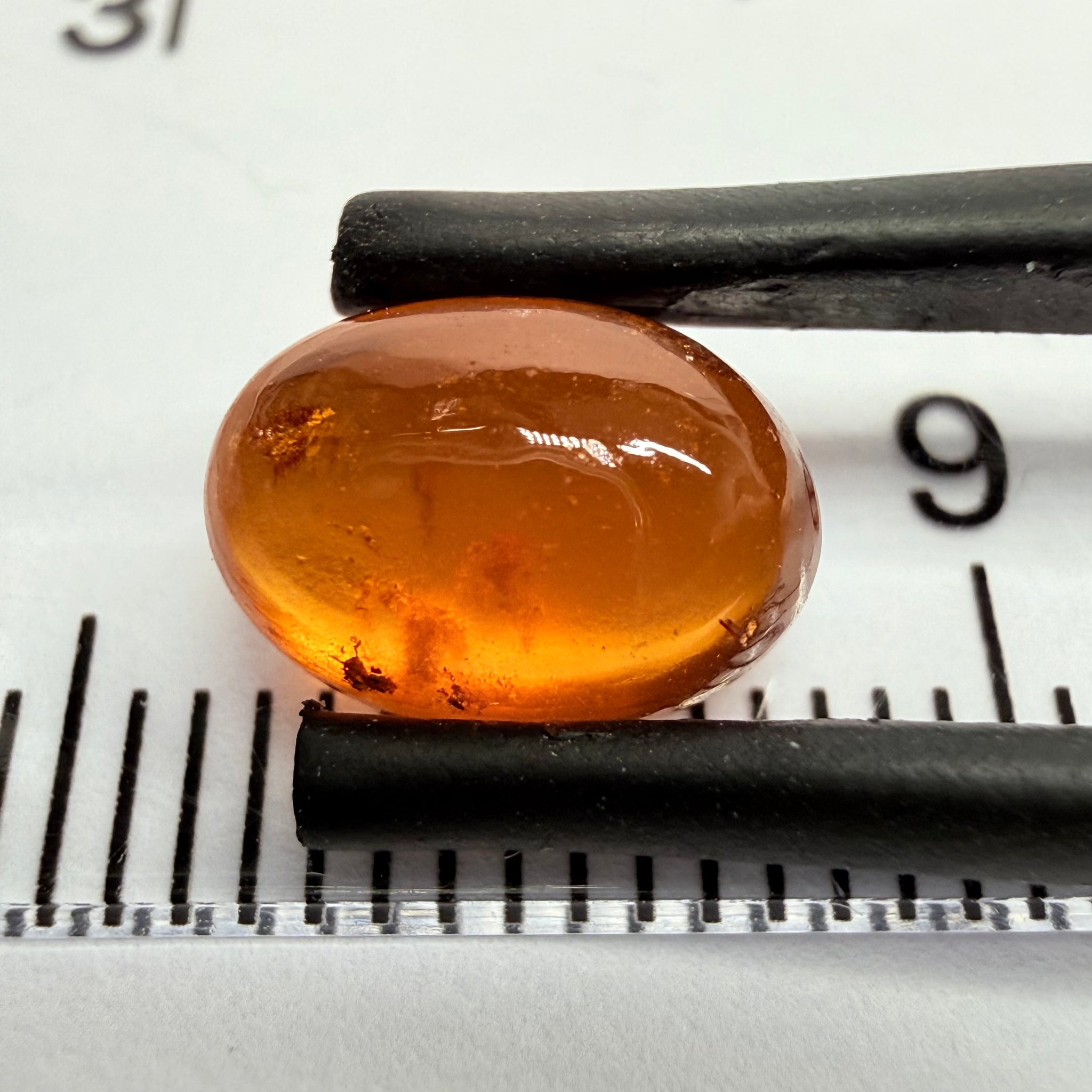 Mandarin Garnet Cabochon, Reddish Orange, 2.92ct, Tanzania, Untreated Unheated