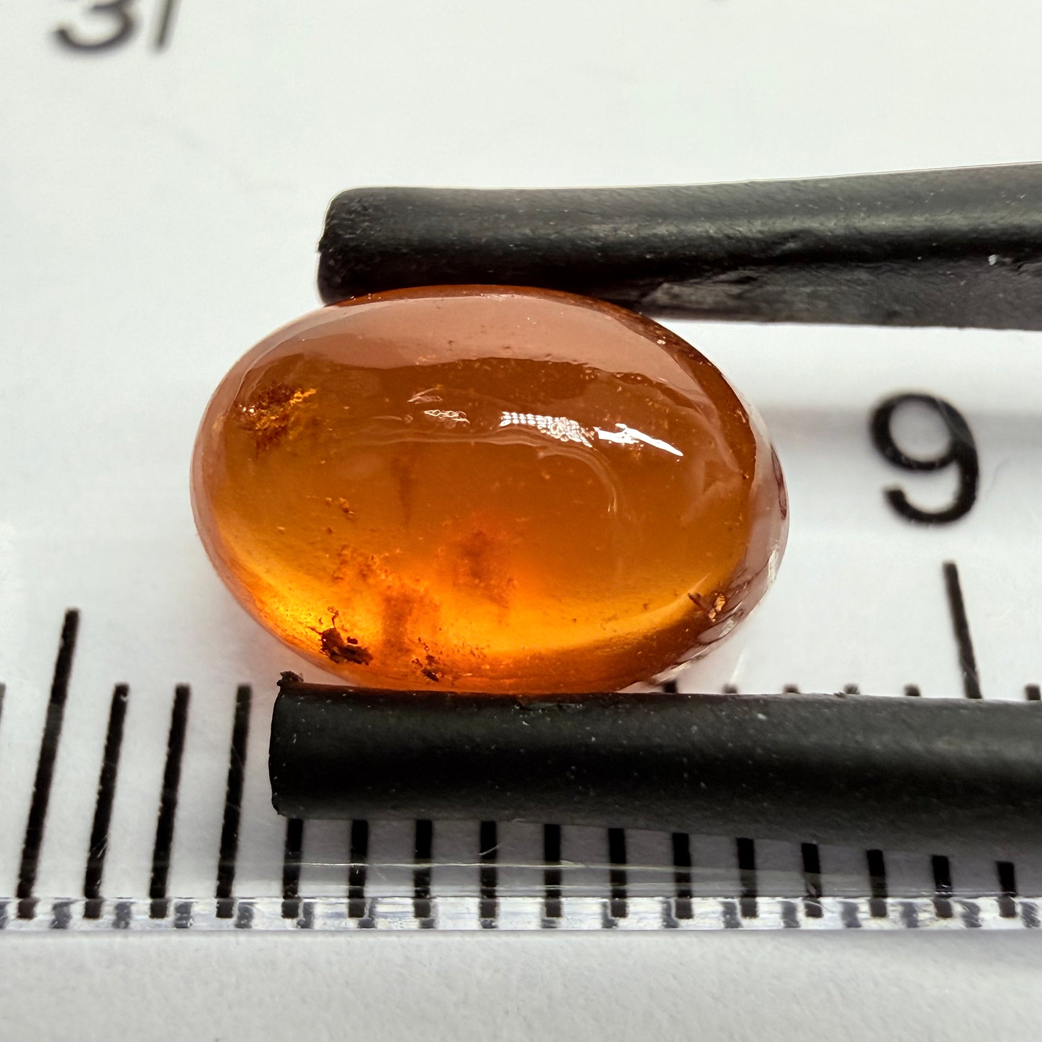 Mandarin Garnet Cabochon, Reddish Orange, 2.92ct, Tanzania, Untreated Unheated