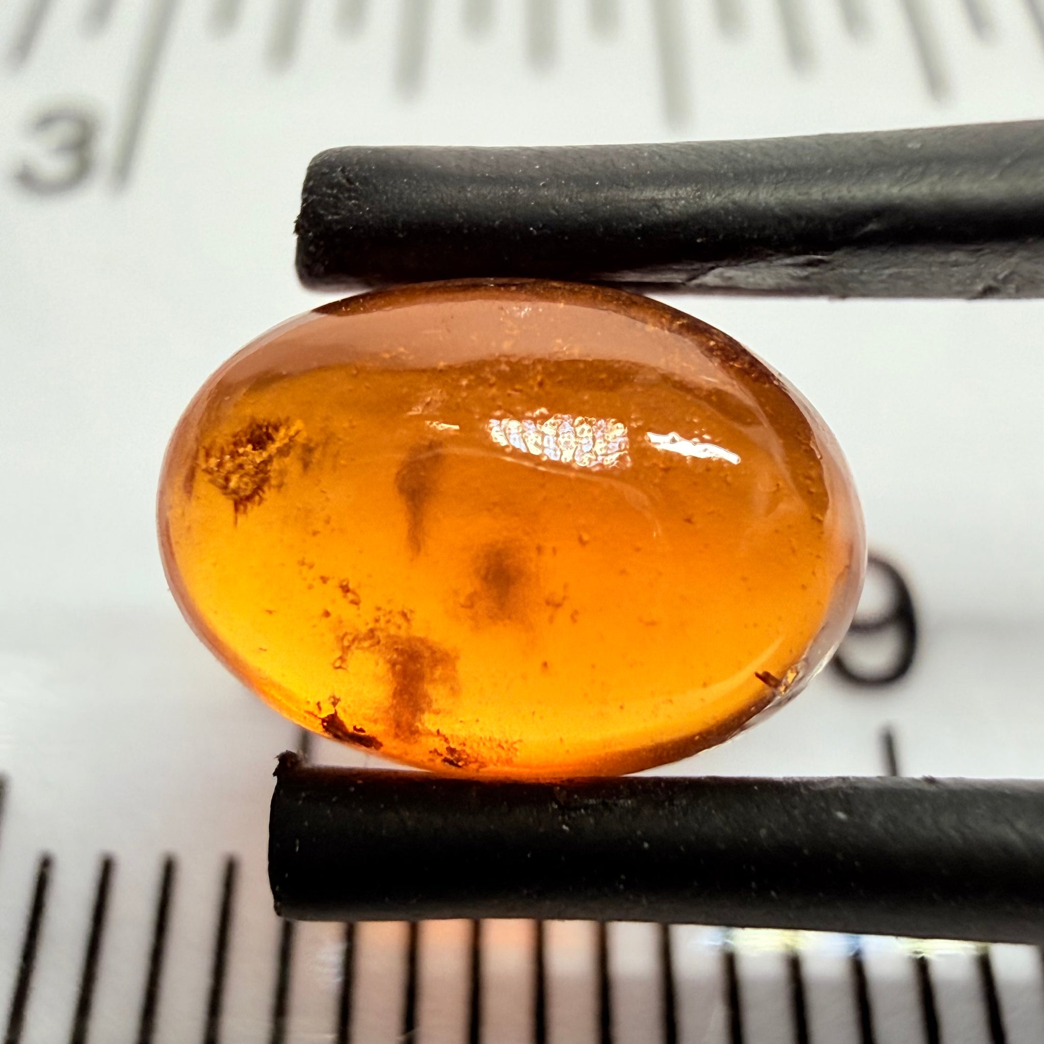 Mandarin Garnet Cabochon, Reddish Orange, 2.92ct, Tanzania, Untreated Unheated