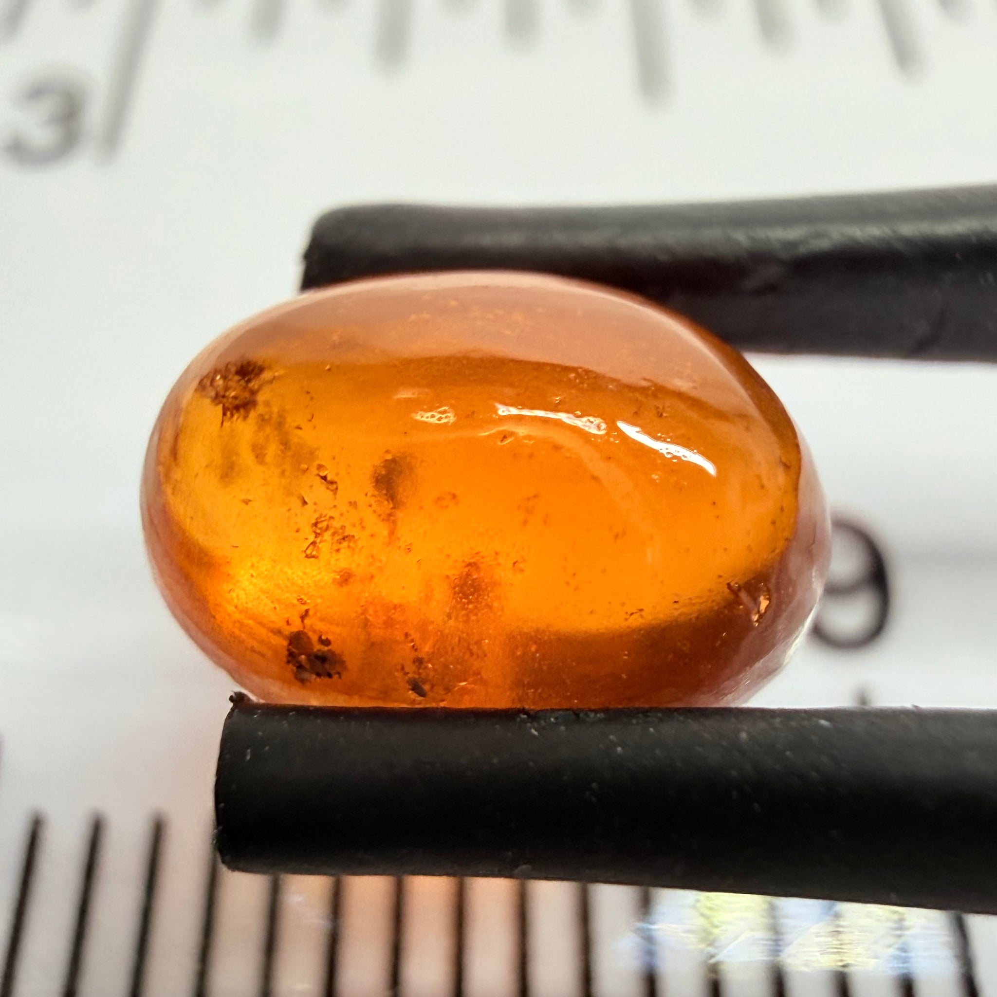 Mandarin Garnet Cabochon, Reddish Orange, 2.92ct, Tanzania, Untreated Unheated