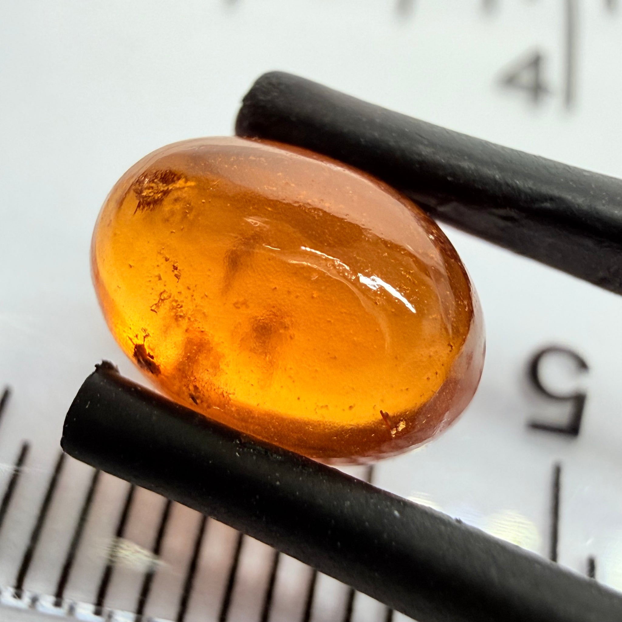 Mandarin Garnet Cabochon, Reddish Orange, 2.92ct, Tanzania, Untreated Unheated