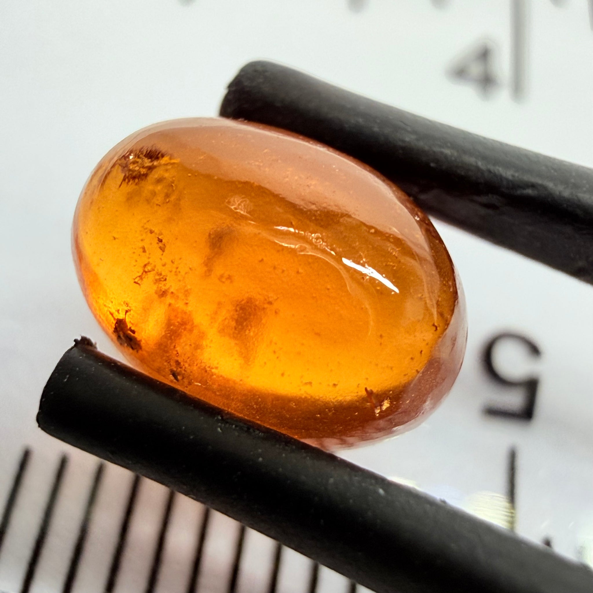 Mandarin Garnet Cabochon, Reddish Orange, 2.92ct, Tanzania, Untreated Unheated