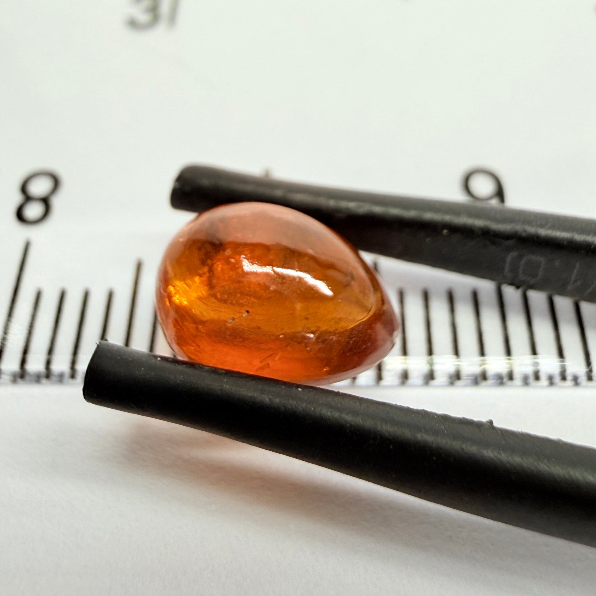 Mandarin Garnet Cabochon, Reddish Orange, 2.41ct, Tanzania, Untreated Unheated