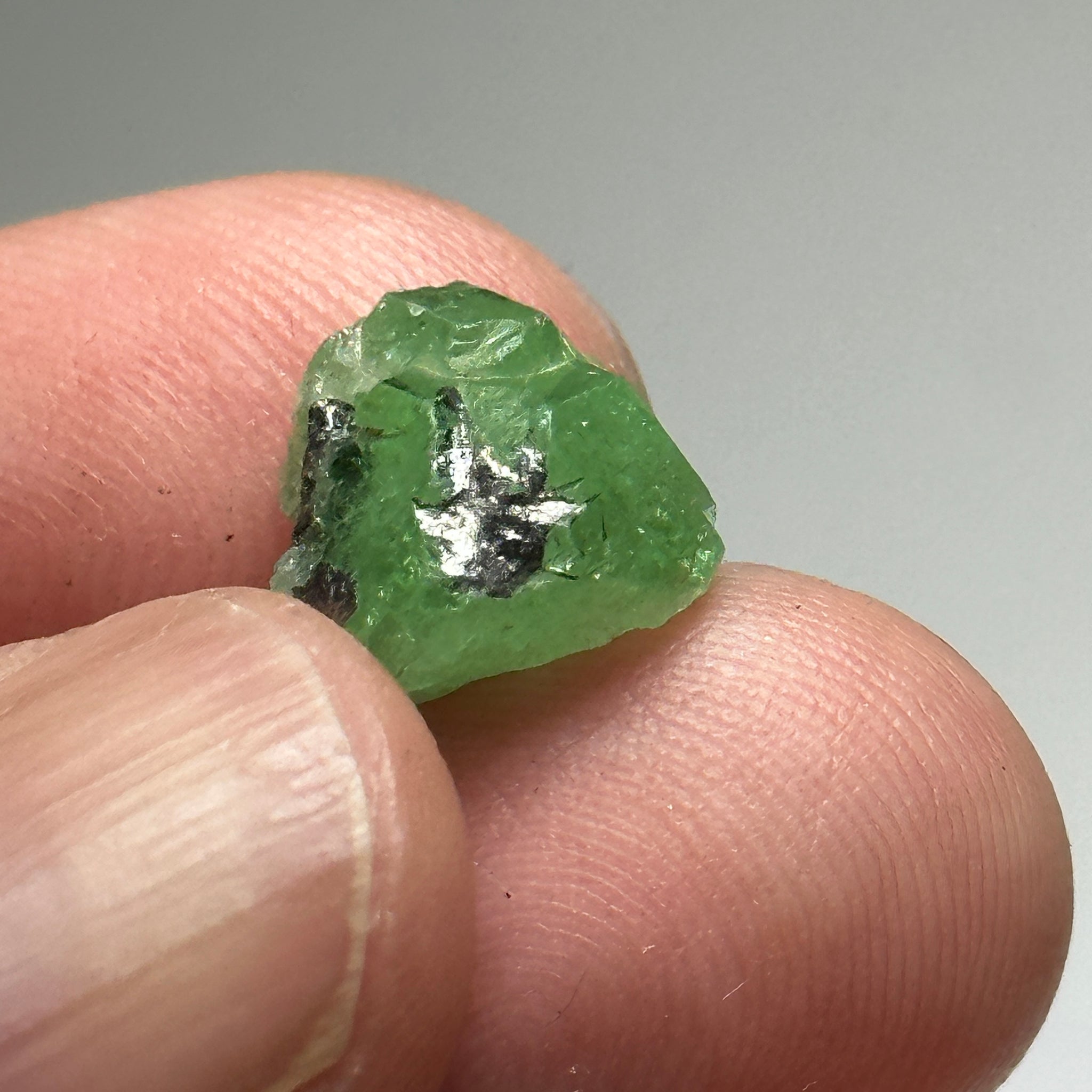 Tsavorite Crystal on Matrix. 6.87ct, Merelani. Tanzania, Untreated Unheated