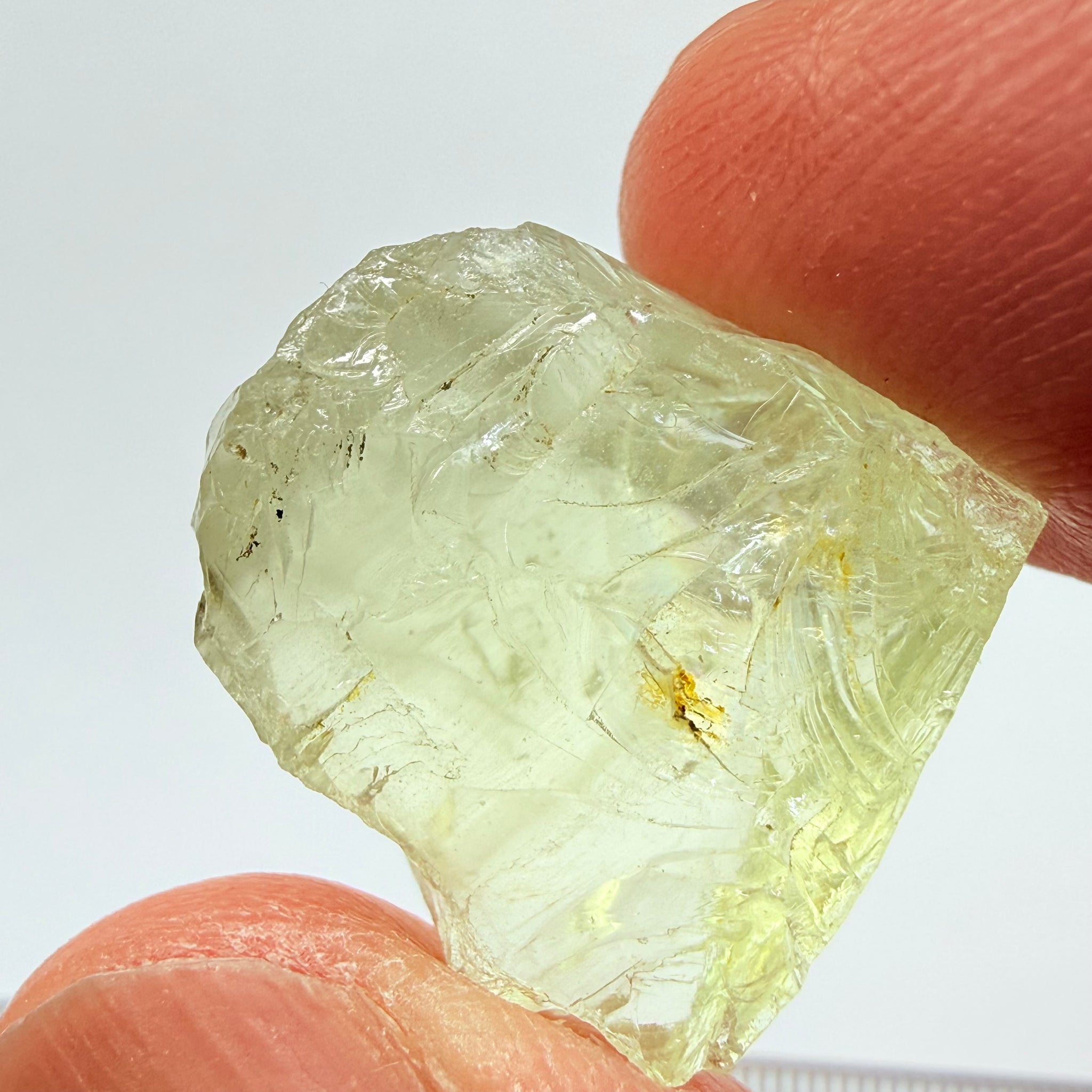Heliodor, 29.39ct, Loliondo, Tanzania, Untreated Unheated, has a fracture inside, slice down the middle, both pics will be useable with one slightly flatter, both will be slightly milky