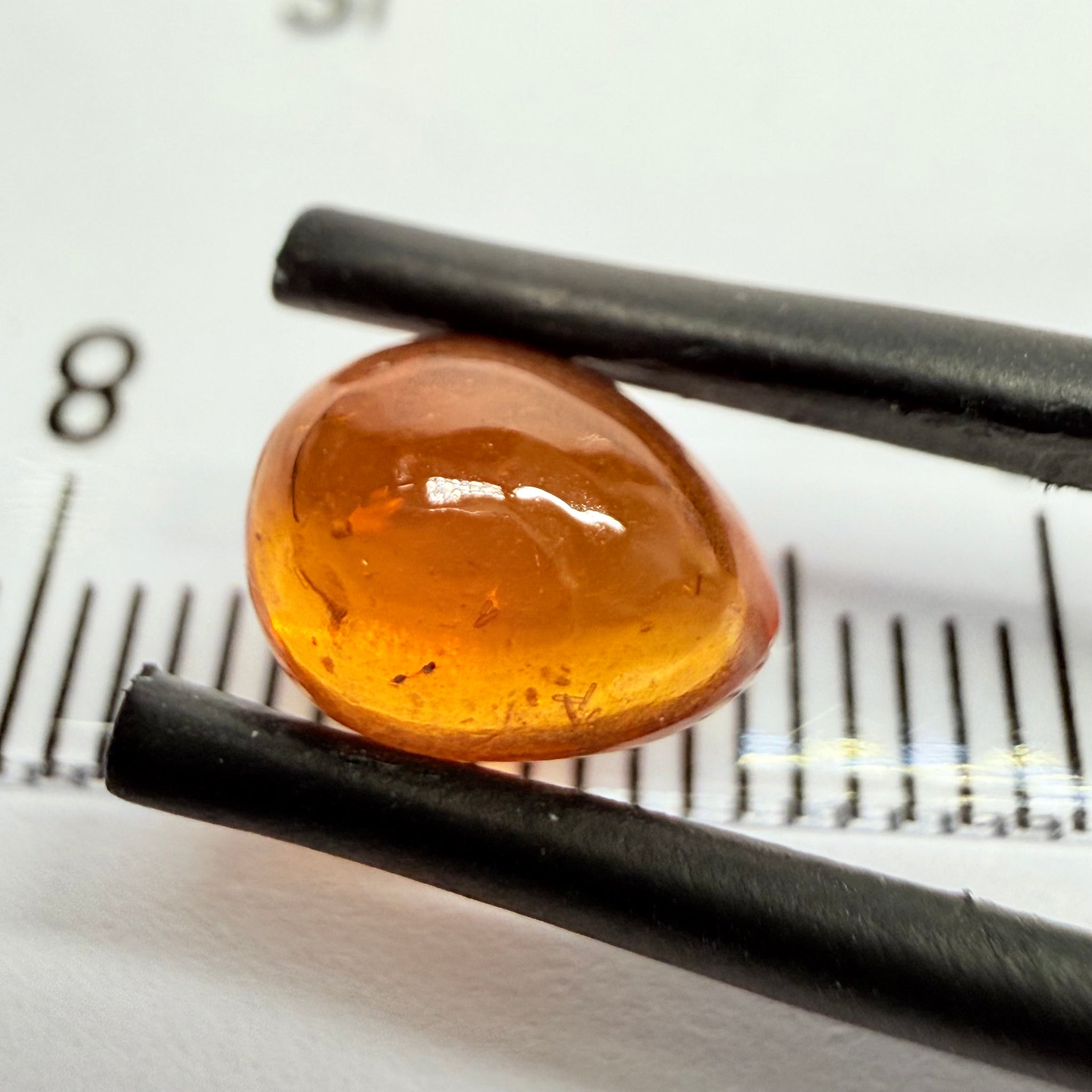 Mandarin Garnet Cabochon, Reddish Orange, 2.41ct, Tanzania, Untreated Unheated