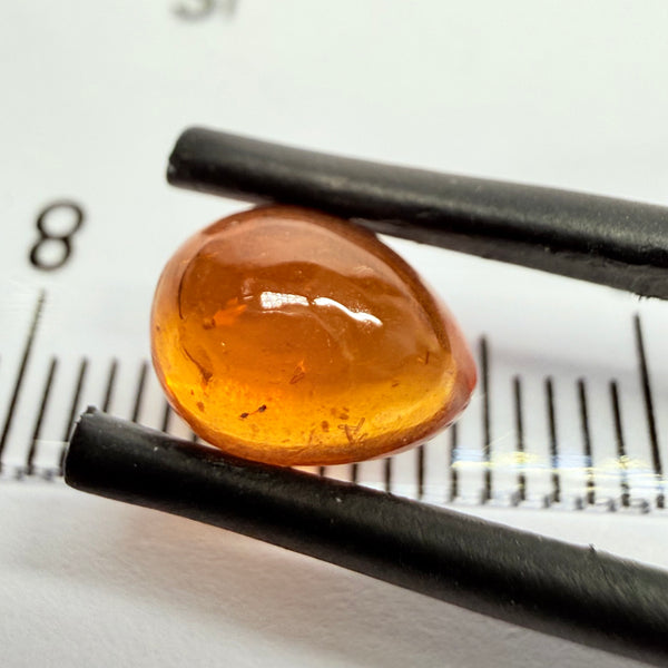 Mandarin Garnet Cabochon, Reddish Orange, 2.41ct, Tanzania, Untreated Unheated
