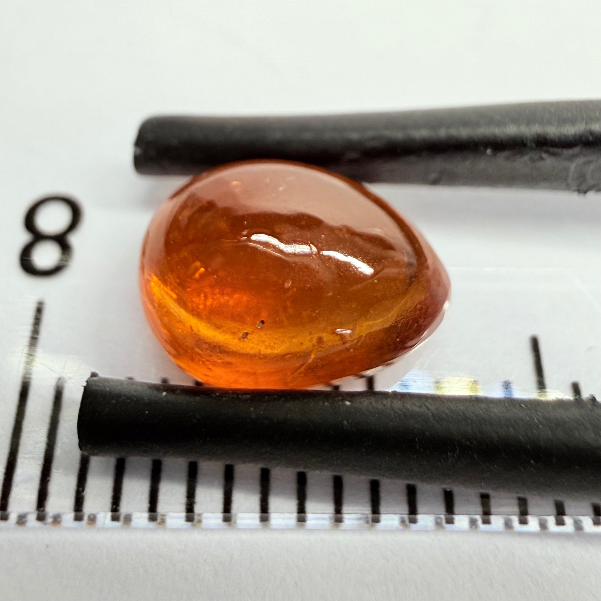 Mandarin Garnet Cabochon, Reddish Orange, 2.41ct, Tanzania, Untreated Unheated