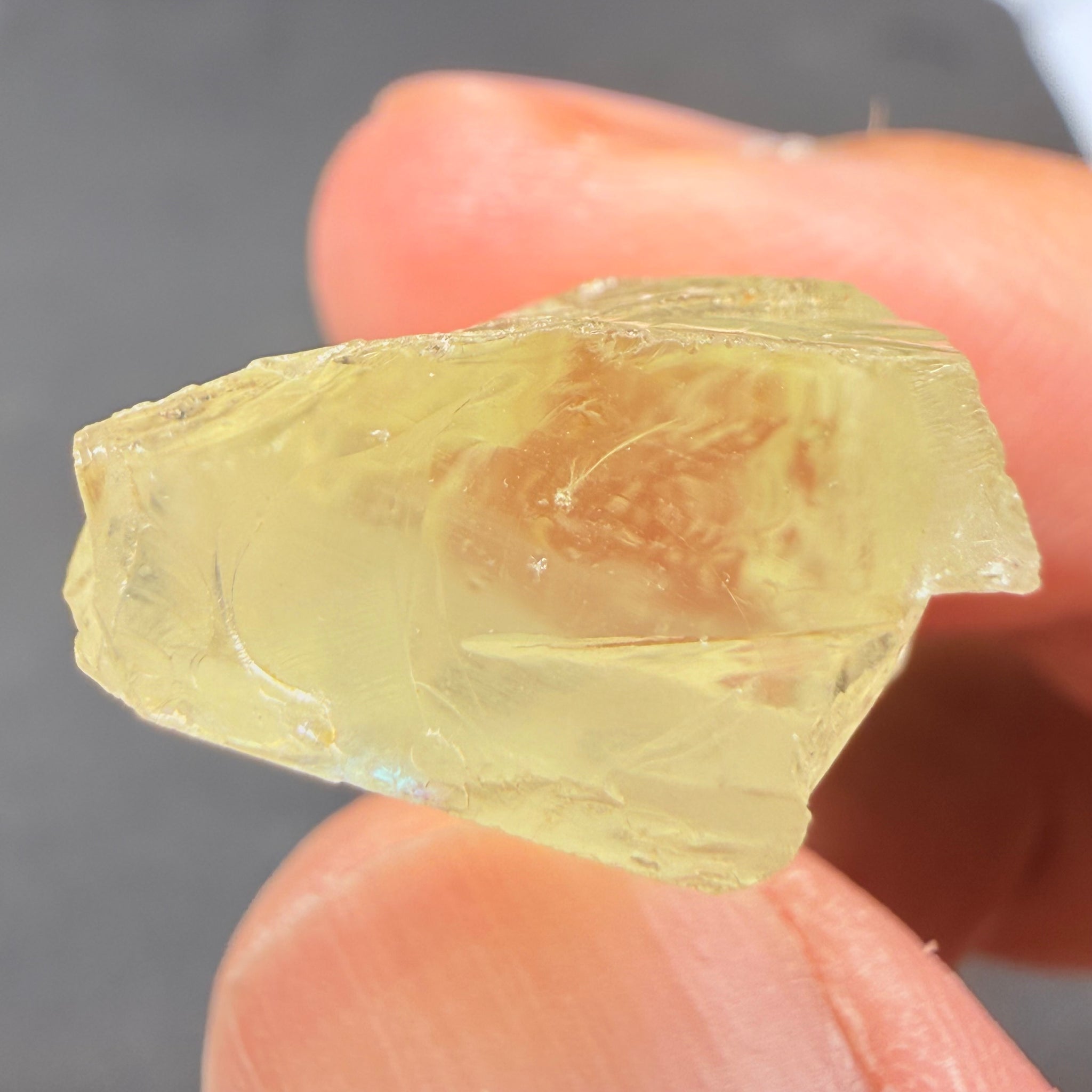 Heliodor, 29.39ct, Loliondo, Tanzania, Untreated Unheated, has a fracture inside, slice down the middle, both pics will be useable with one slightly flatter, both will be slightly milky