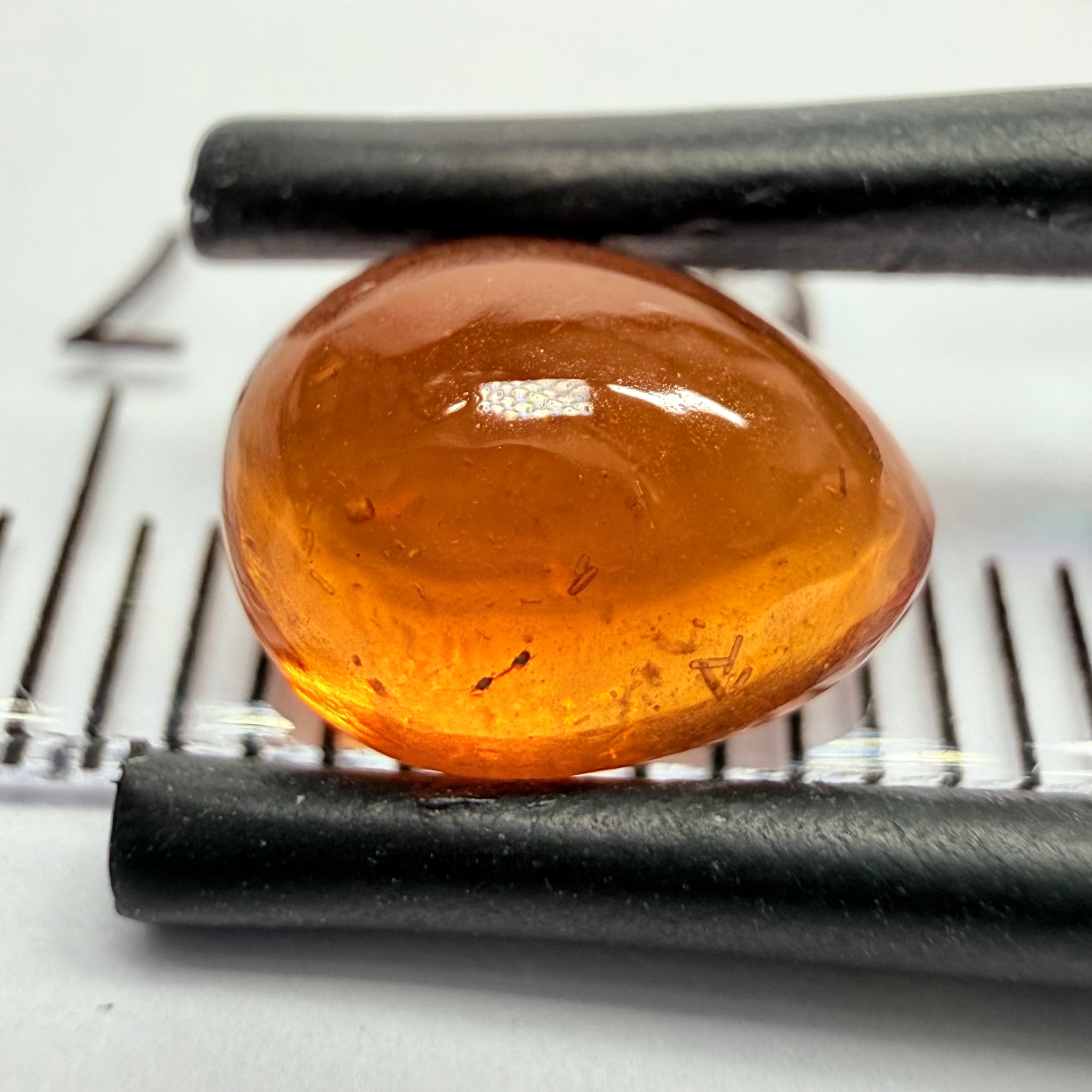 Mandarin Garnet Cabochon, Reddish Orange, 2.41ct, Tanzania, Untreated Unheated