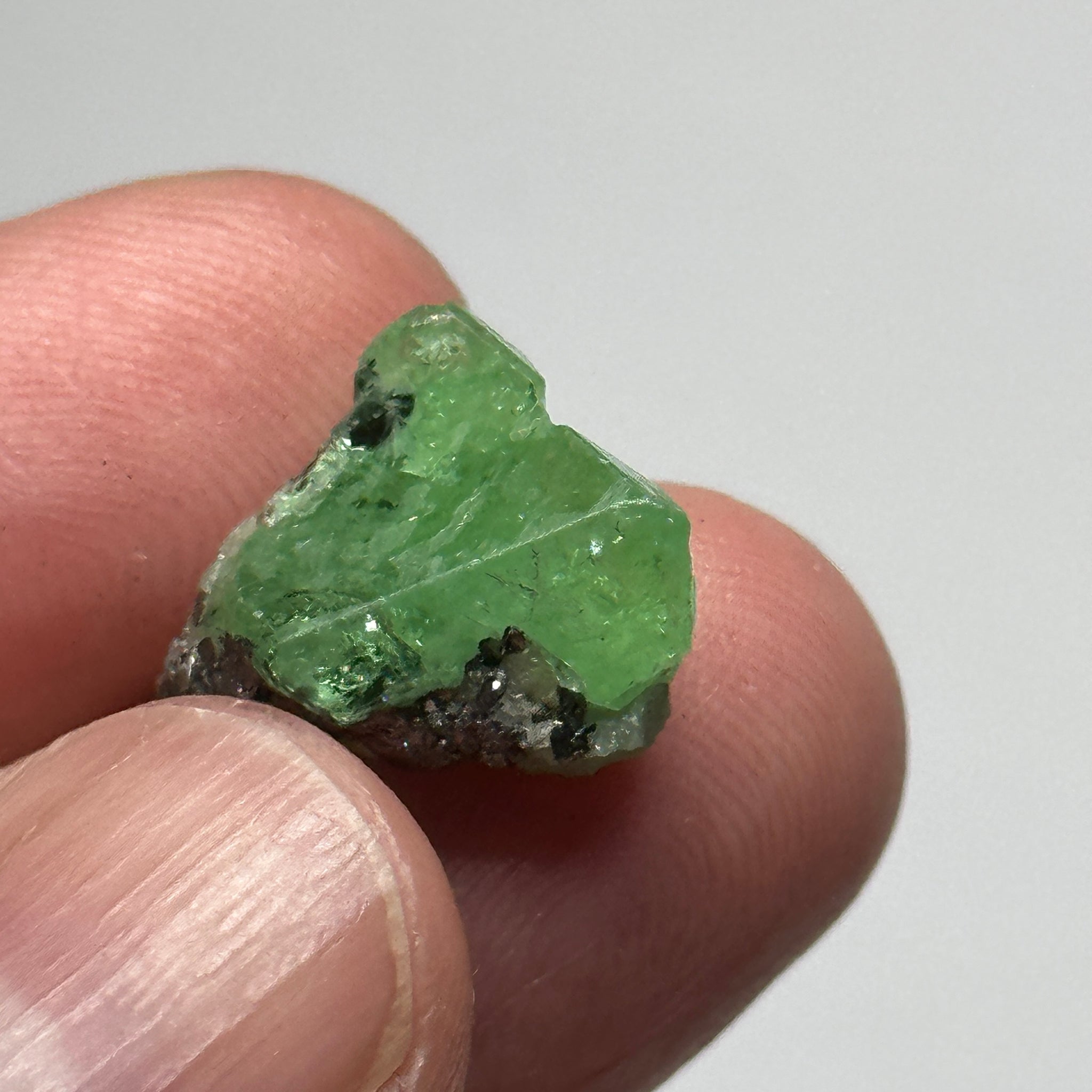 Tsavorite Crystal on Matrix. 11.16ct, Merelani. Tanzania, Untreated Unheated