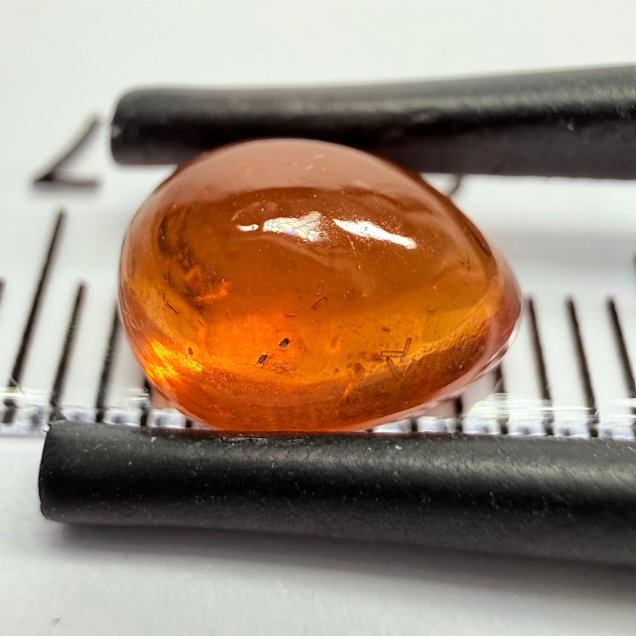 Mandarin Garnet Cabochon, Reddish Orange, 2.41ct, Tanzania, Untreated Unheated