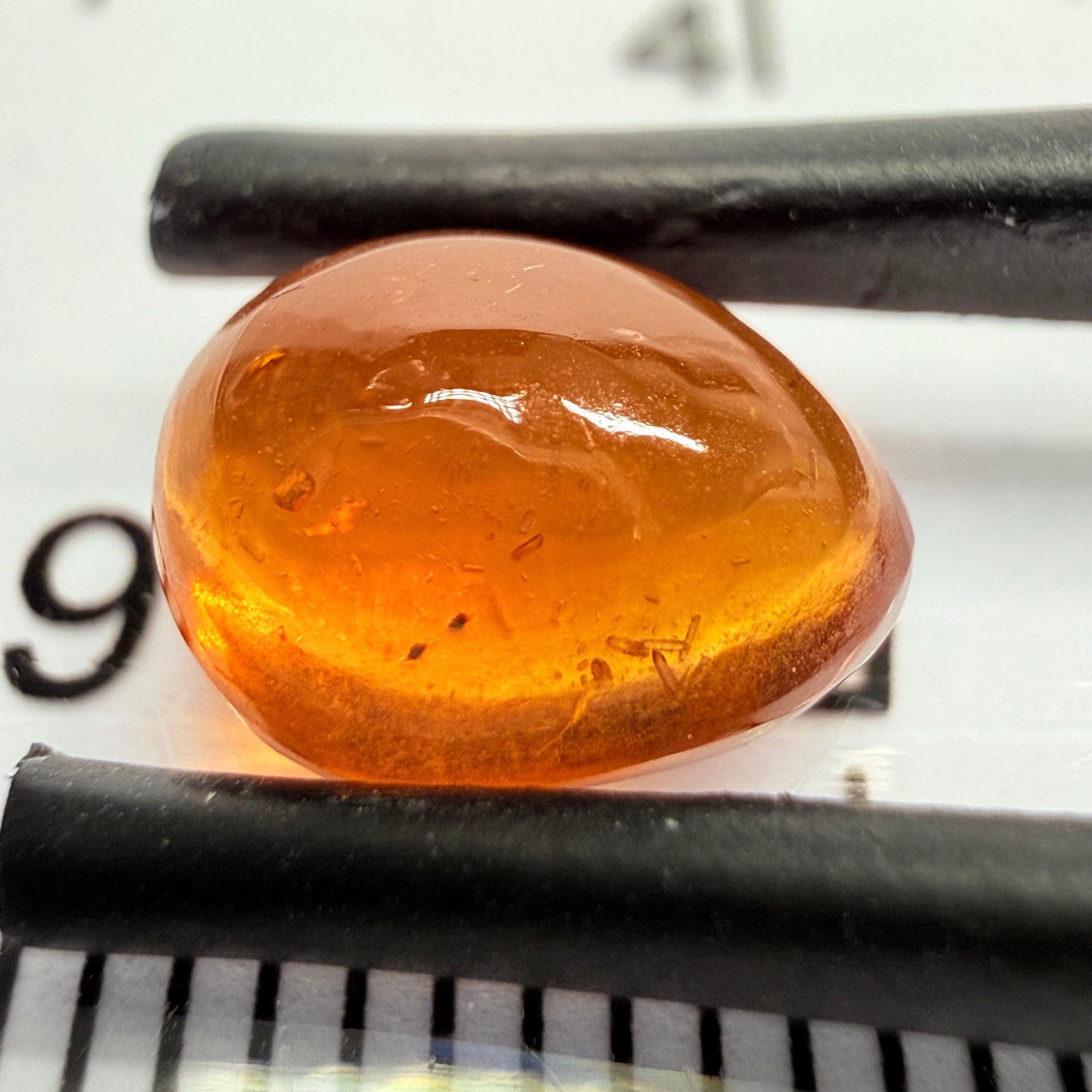 Mandarin Garnet Cabochon, Reddish Orange, 2.41ct, Tanzania, Untreated Unheated