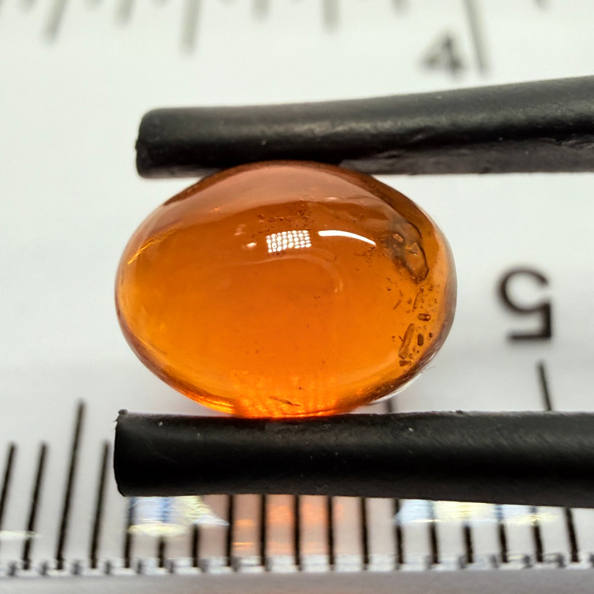 Mandarin Garnet Cabochon, Reddish Orange, 2.87ct, Tanzania, Untreated Unheated