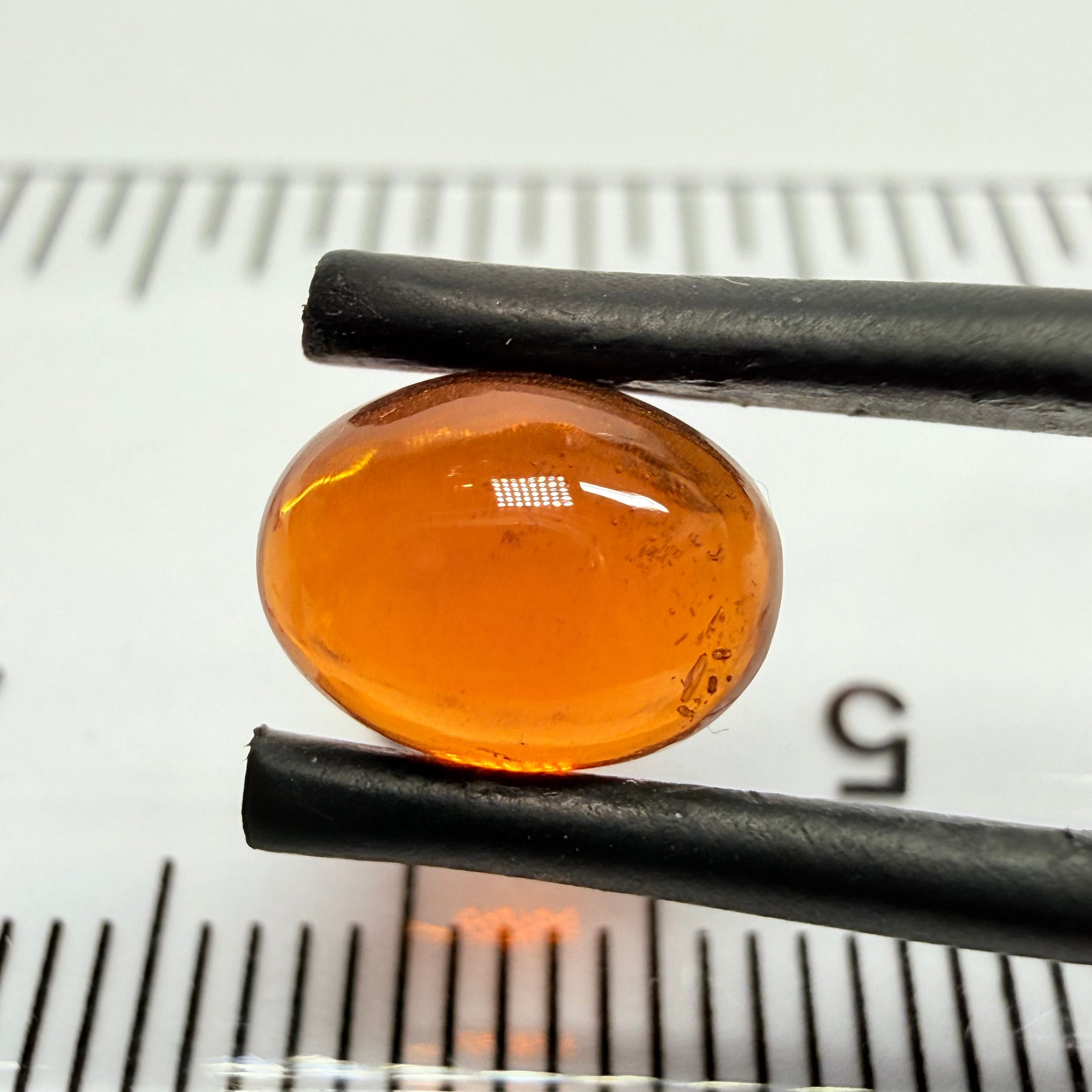 Mandarin Garnet Cabochon, Reddish Orange, 2.87ct, Tanzania, Untreated Unheated