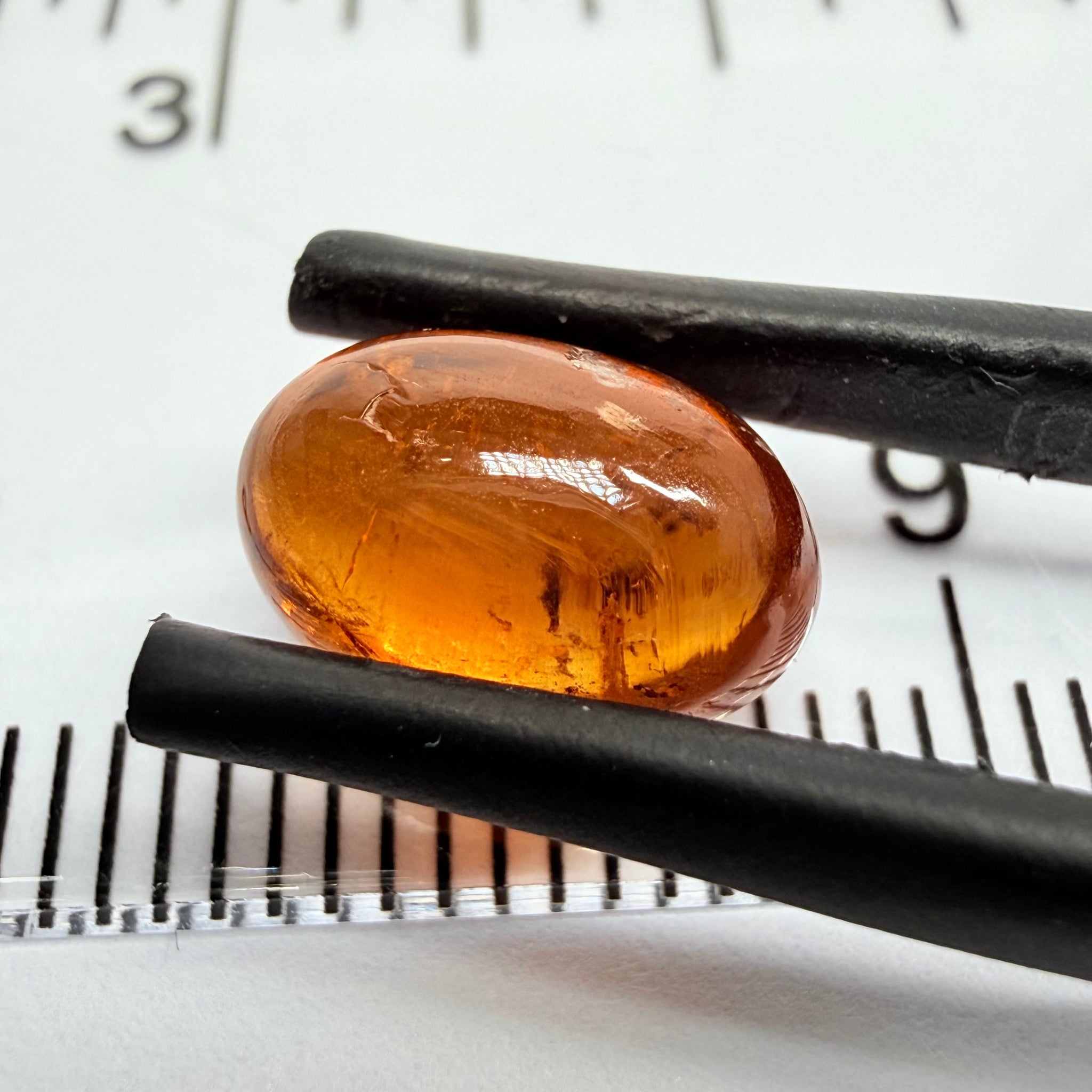 Mandarin Garnet Cabochon, Reddish Orange, 3.72ct, Tanzania, Untreated Unheated