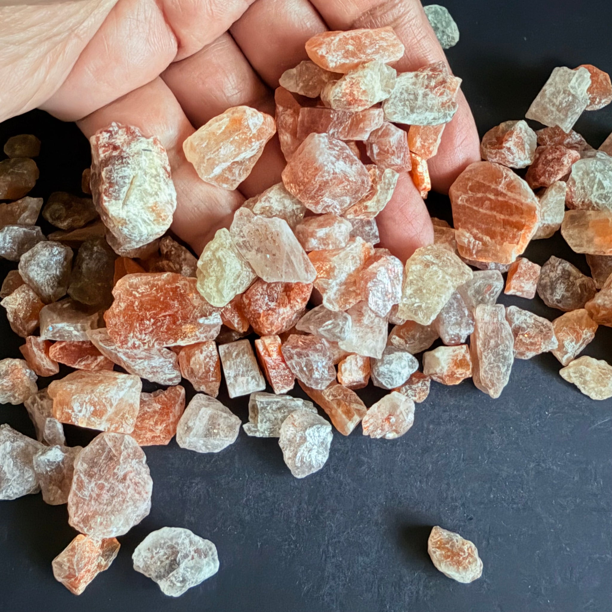 Sunstone Lot Cab/bead rough, or set in jewellery as is, 199.20gm, Tanzania, Untreated Unheated