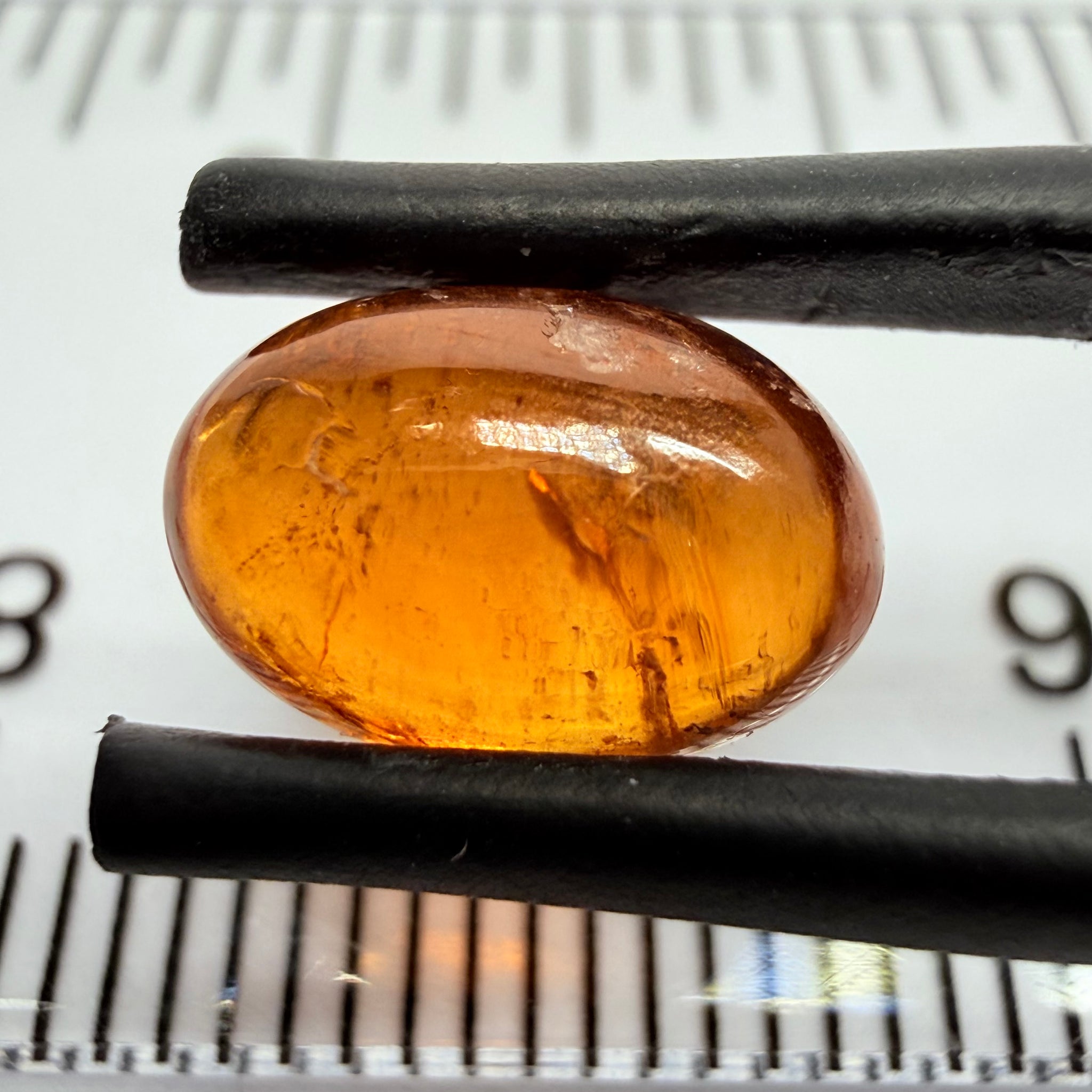 Mandarin Garnet Cabochon, Reddish Orange, 3.72ct, Tanzania, Untreated Unheated