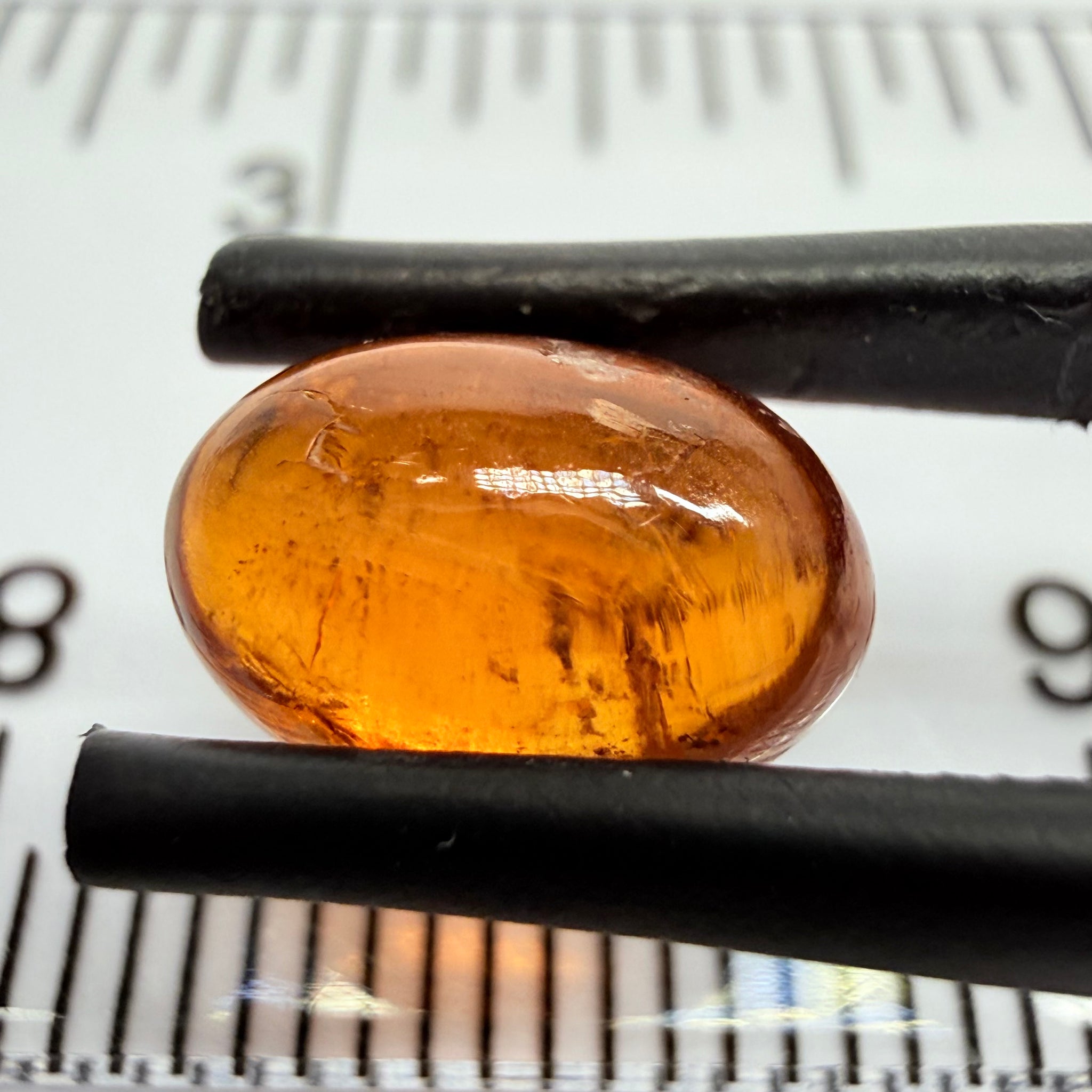 Mandarin Garnet Cabochon, Reddish Orange, 3.72ct, Tanzania, Untreated Unheated