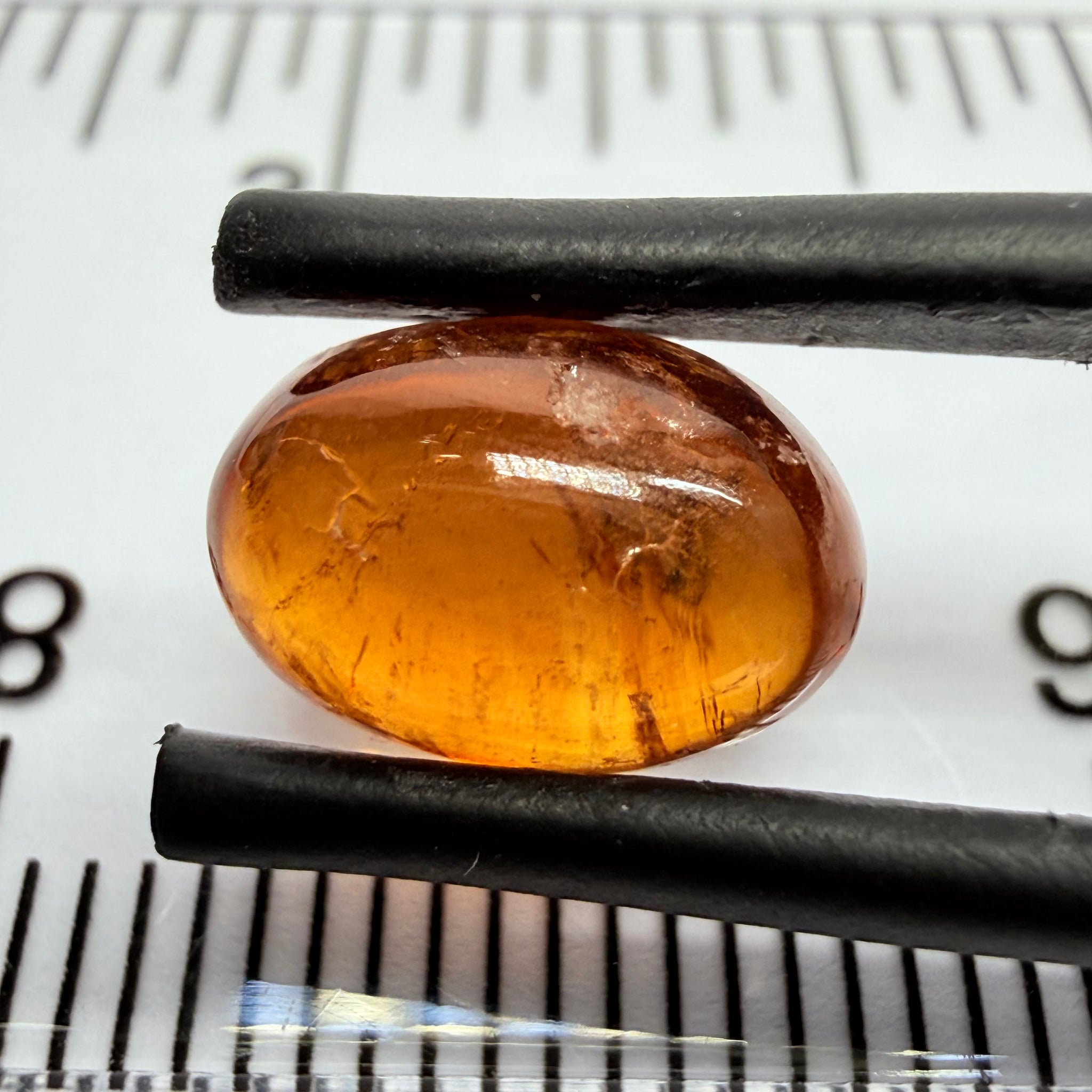 Mandarin Garnet Cabochon, Reddish Orange, 3.72ct, Tanzania, Untreated Unheated