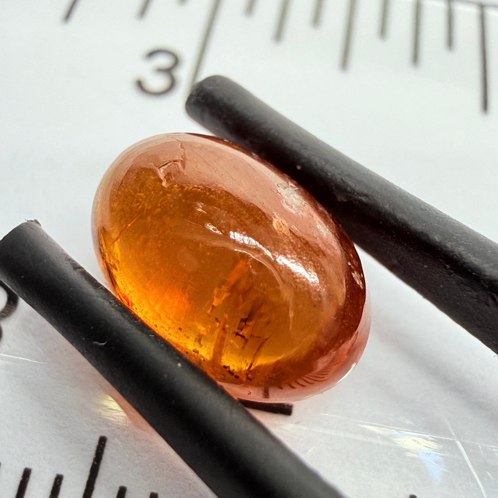 Mandarin Garnet Cabochon, Reddish Orange, 3.72ct, Tanzania, Untreated Unheated
