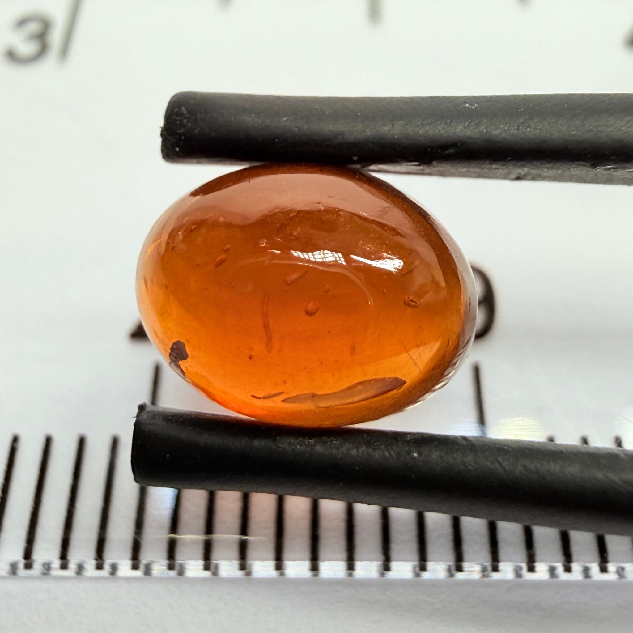 Mandarin Garnet Cabochon, Reddish Orange, 3.02ct, Tanzania, Untreated Unheated