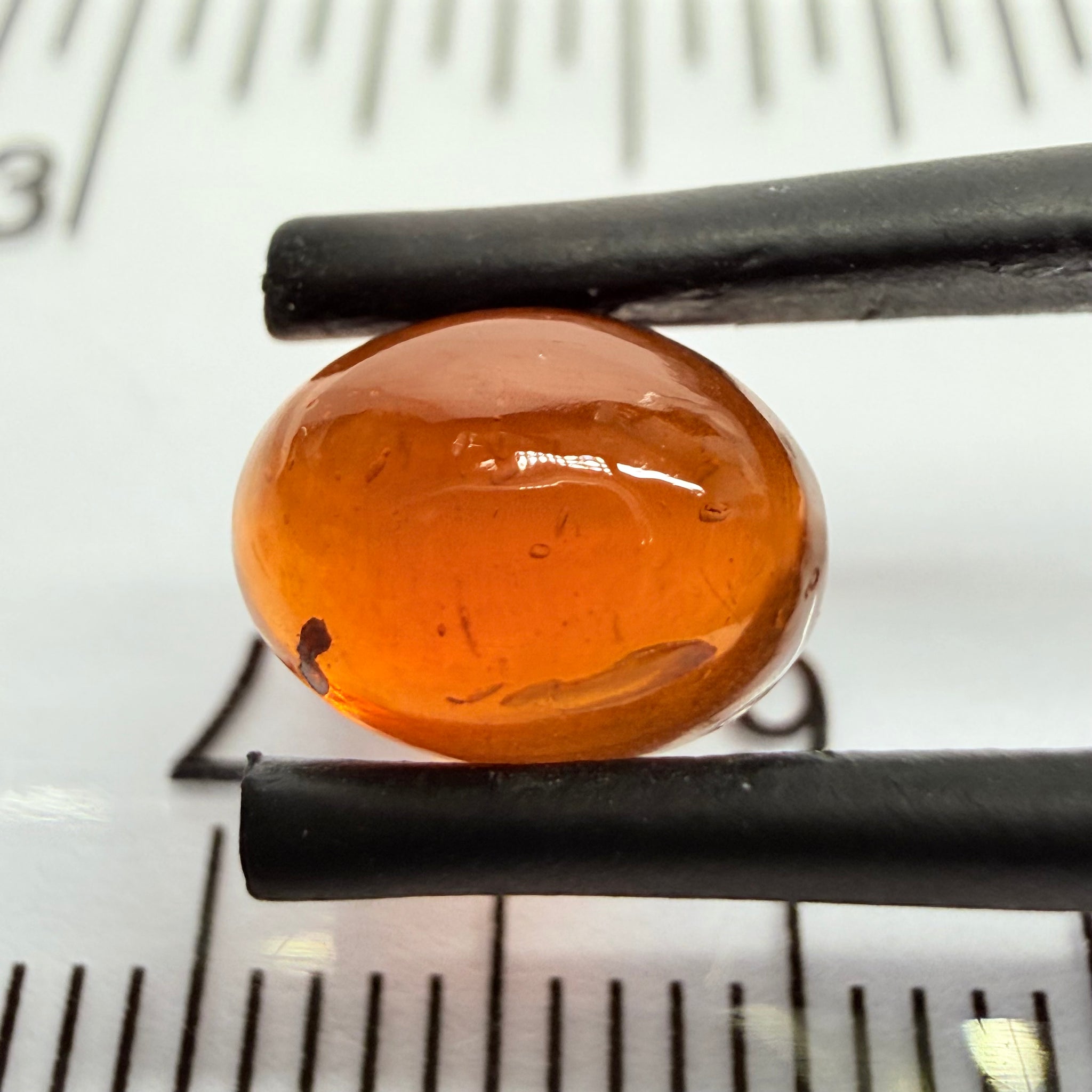 Mandarin Garnet Cabochon, Reddish Orange, 3.02ct, Tanzania, Untreated Unheated
