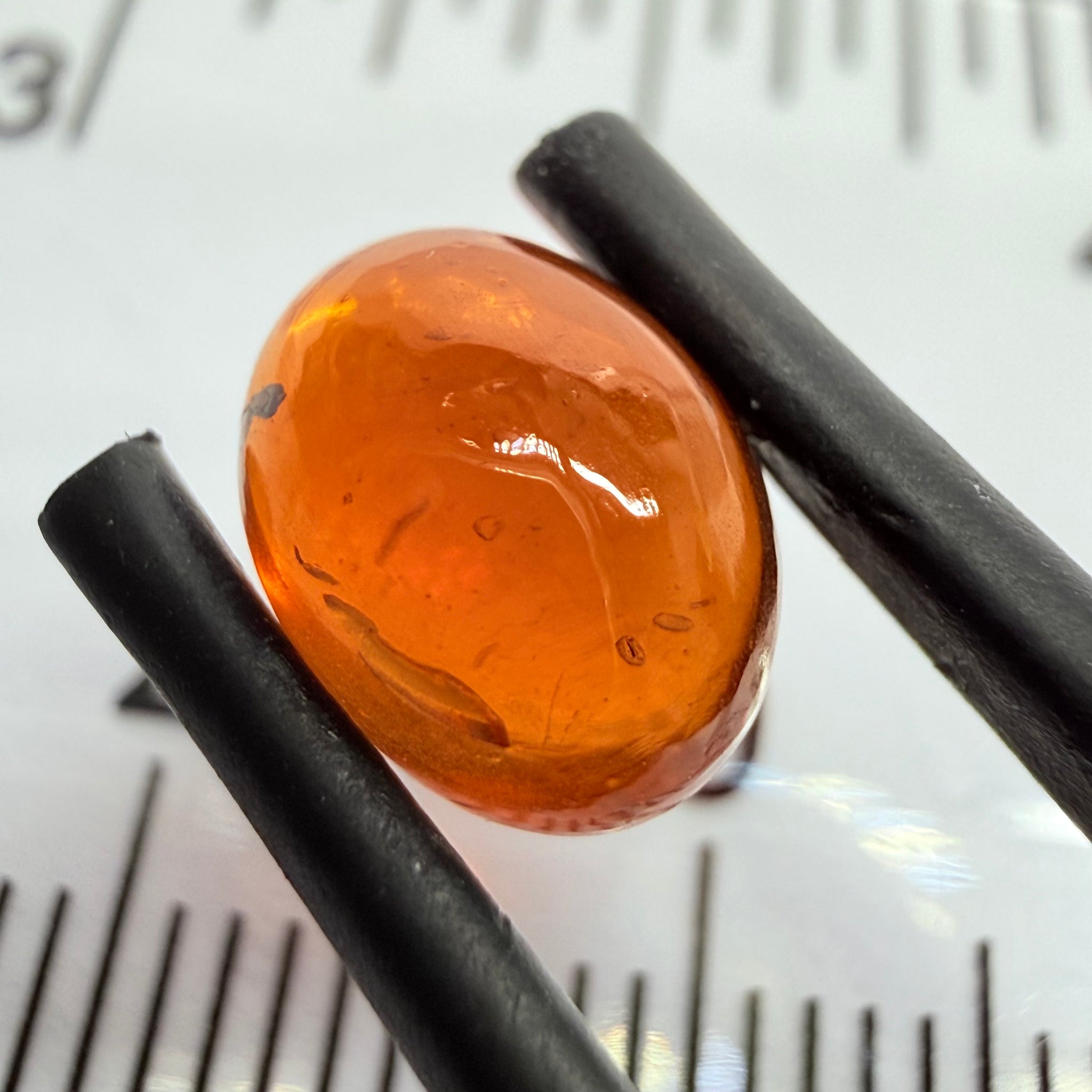 Mandarin Garnet Cabochon, Reddish Orange, 3.02ct, Tanzania, Untreated Unheated