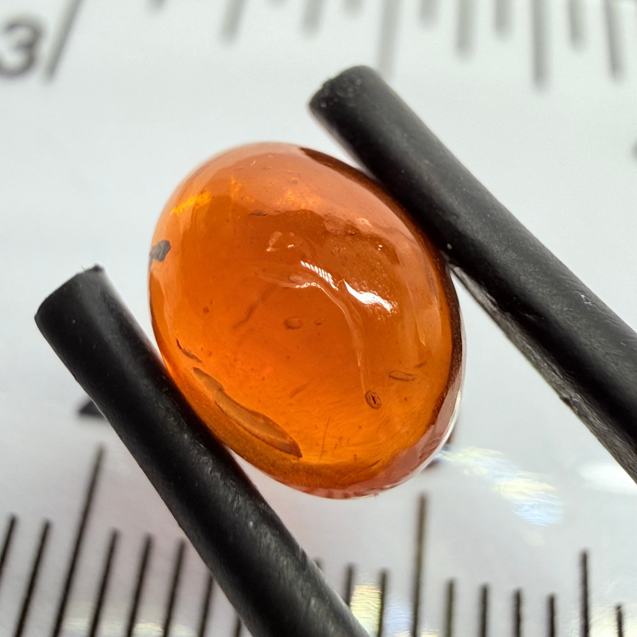 Mandarin Garnet Cabochon, Reddish Orange, 3.02ct, Tanzania, Untreated Unheated