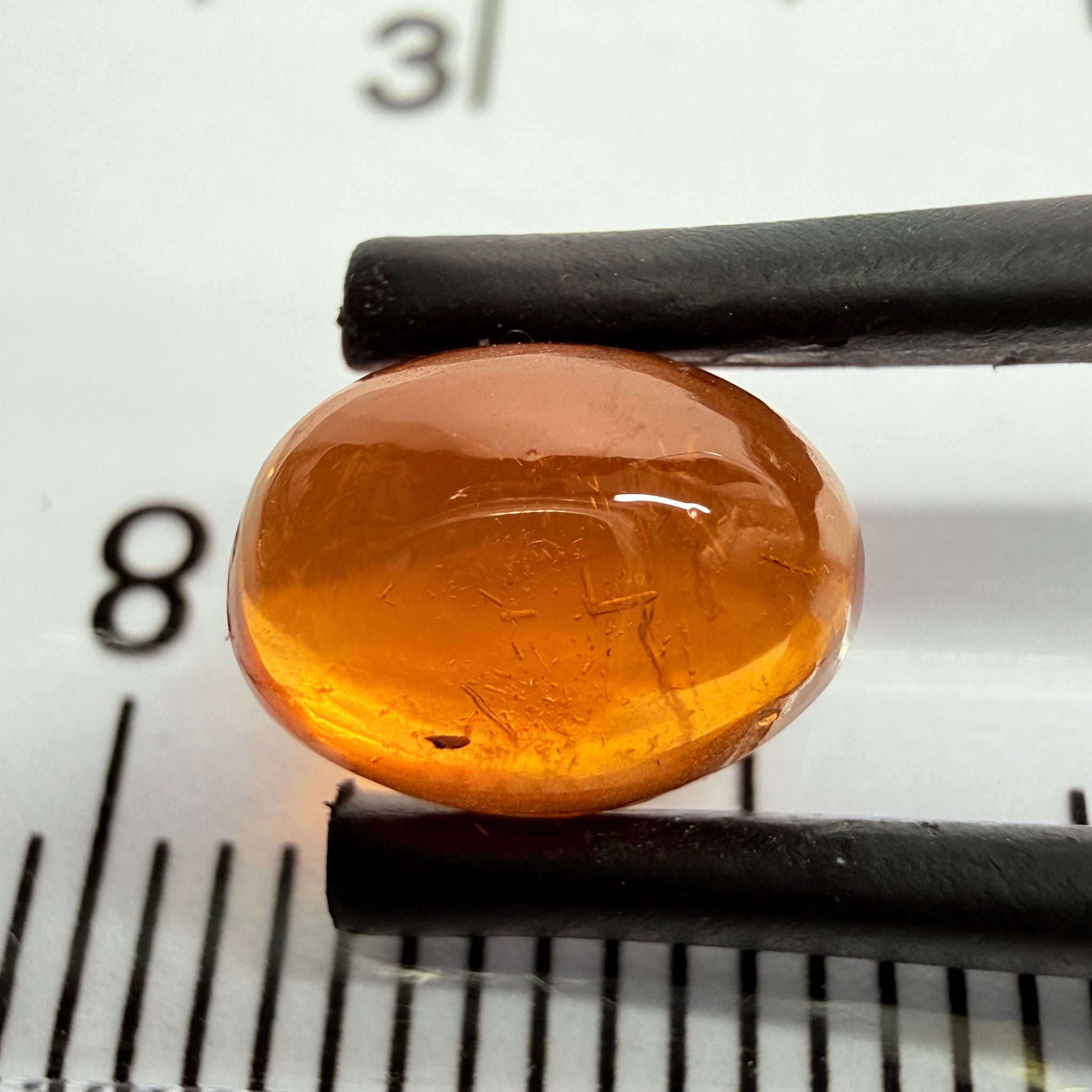 Mandarin Garnet Cabochon, Reddish Orange, 2.59ct, Tanzania, Untreated Unheated