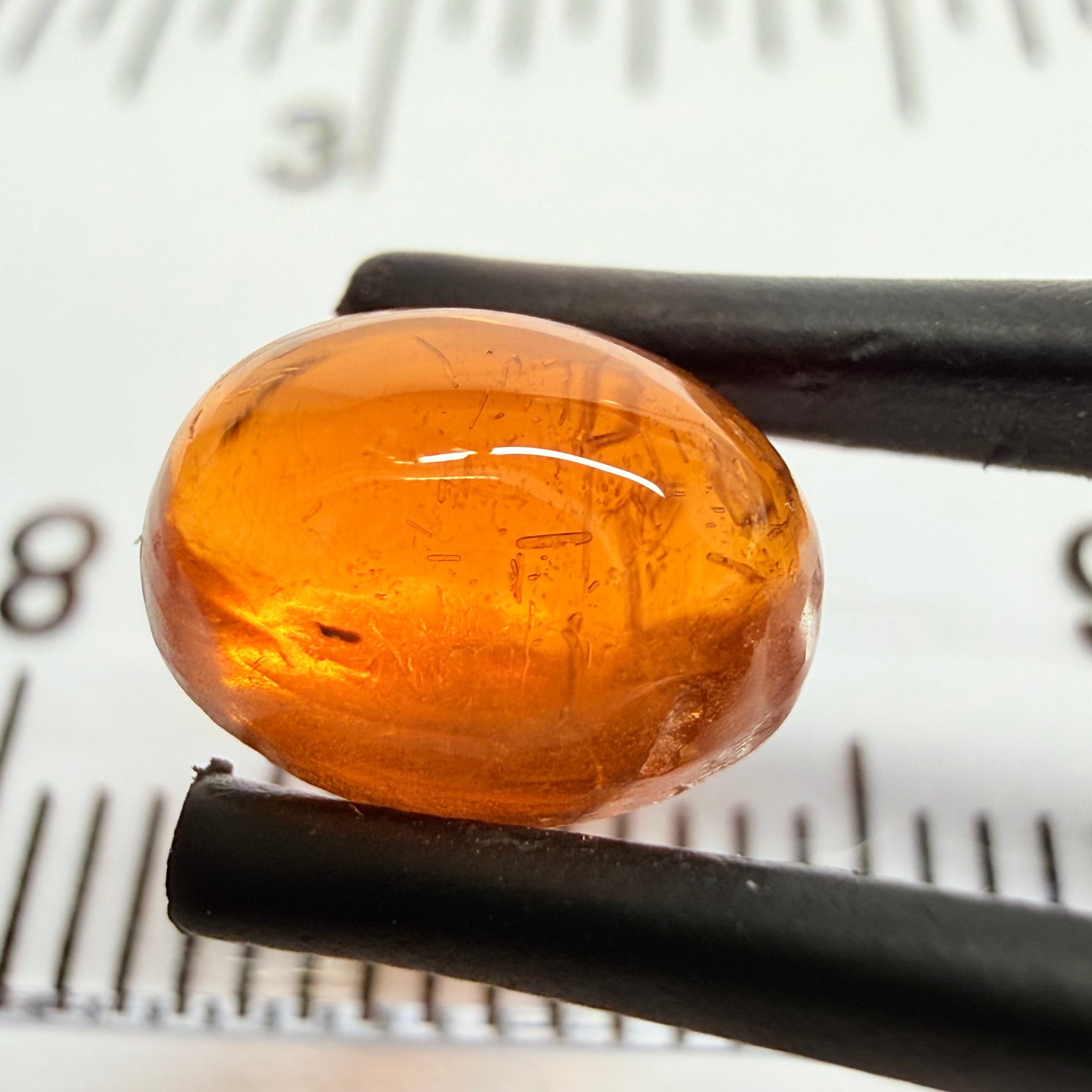Mandarin Garnet Cabochon, Reddish Orange, 2.59ct, Tanzania, Untreated Unheated