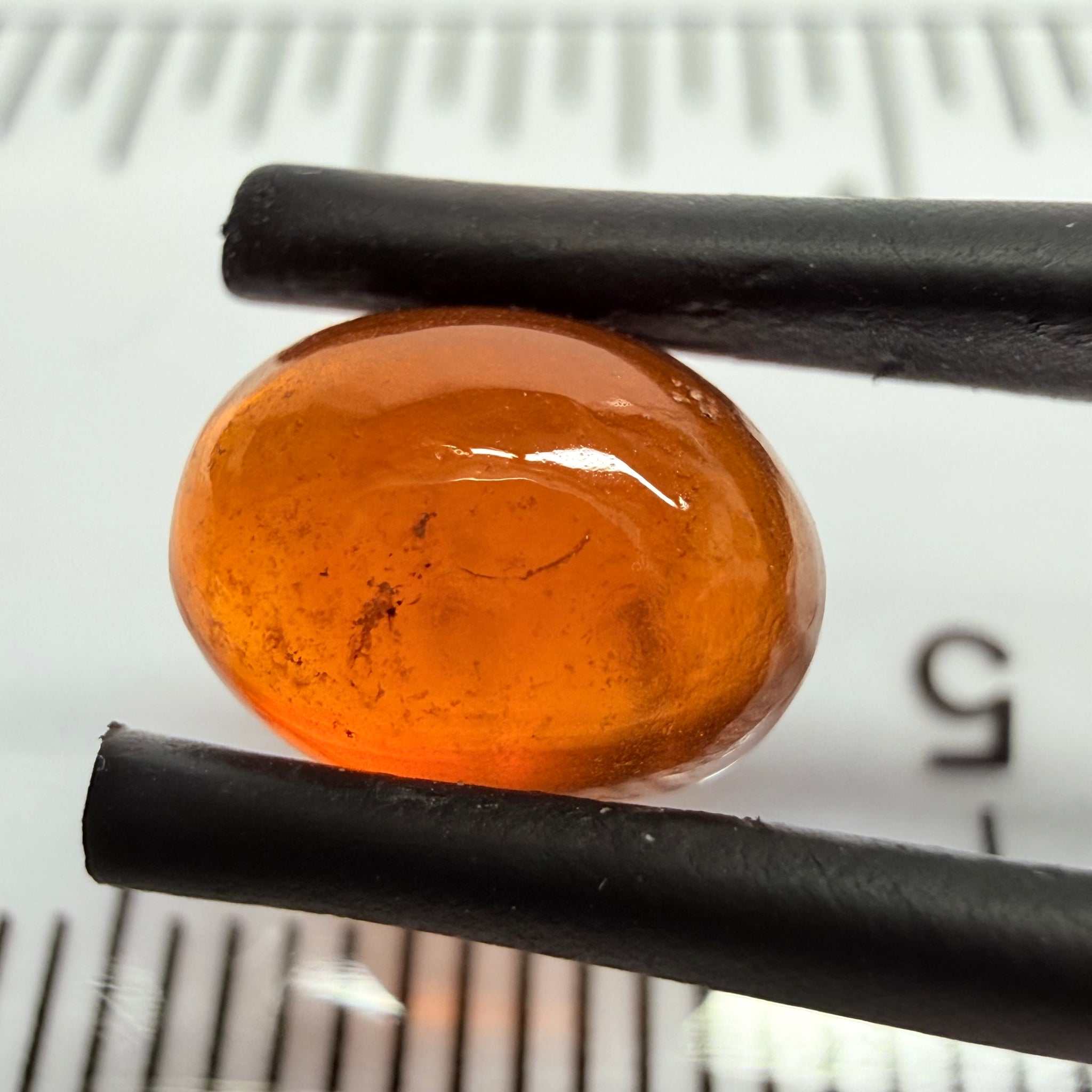 Mandarin Garnet Cabochon, Reddish Orange, 3.09ct, Tanzania, Untreated Unheated