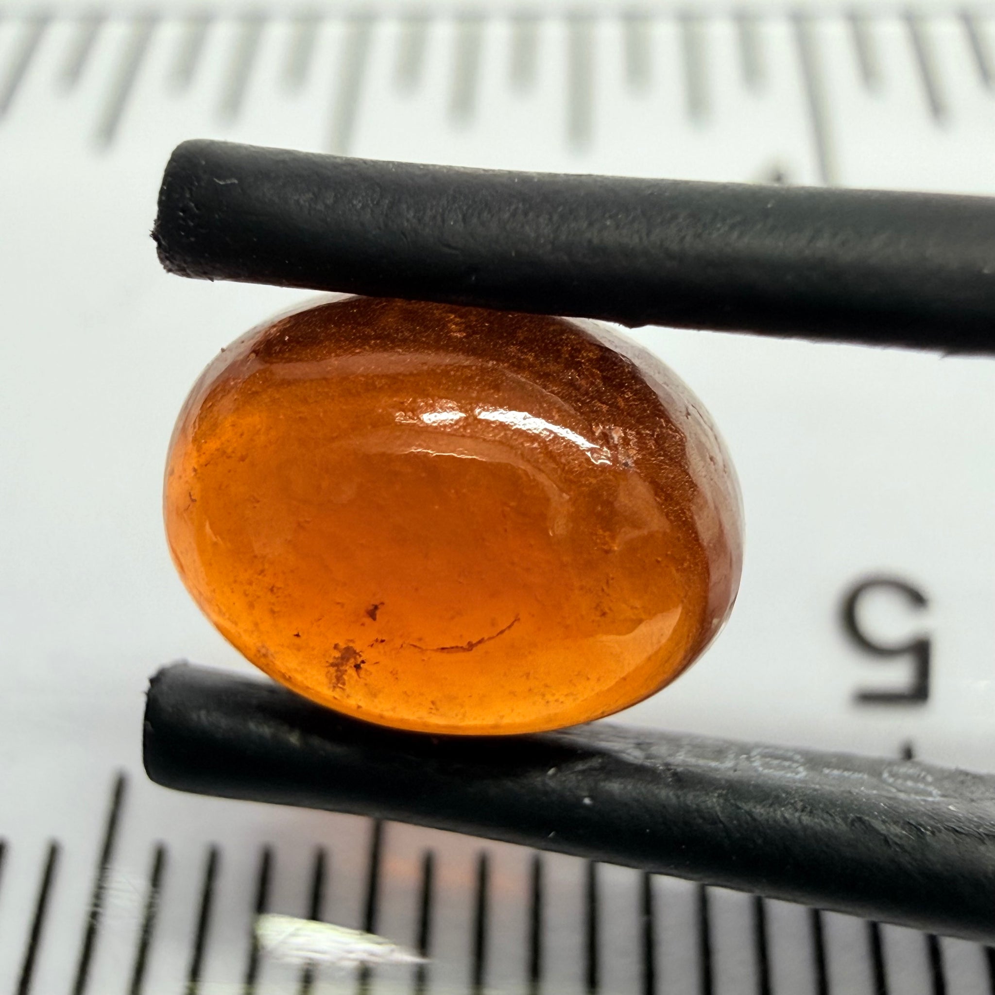 Mandarin Garnet Cabochon, Reddish Orange, 3.09ct, Tanzania, Untreated Unheated
