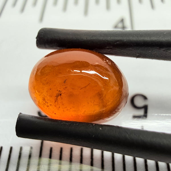Mandarin Garnet Cabochon, Reddish Orange, 3.09ct, Tanzania, Untreated Unheated