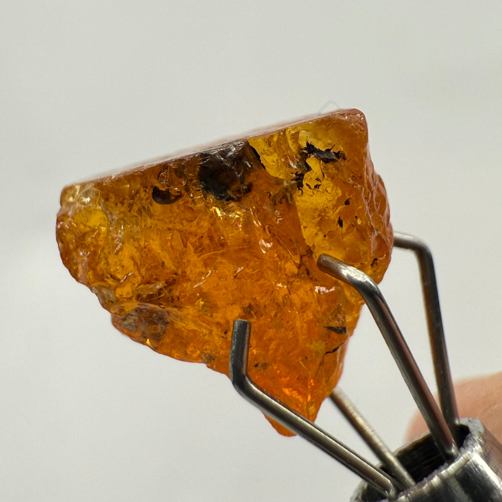 Mandarin Spessartite Garnet, 4.86ct, Loliondo, Tanzania, Untreated Unheated, shape is flattish, heavily included, see pictures for inclusion locations, and if it’s ok it’s priced really well