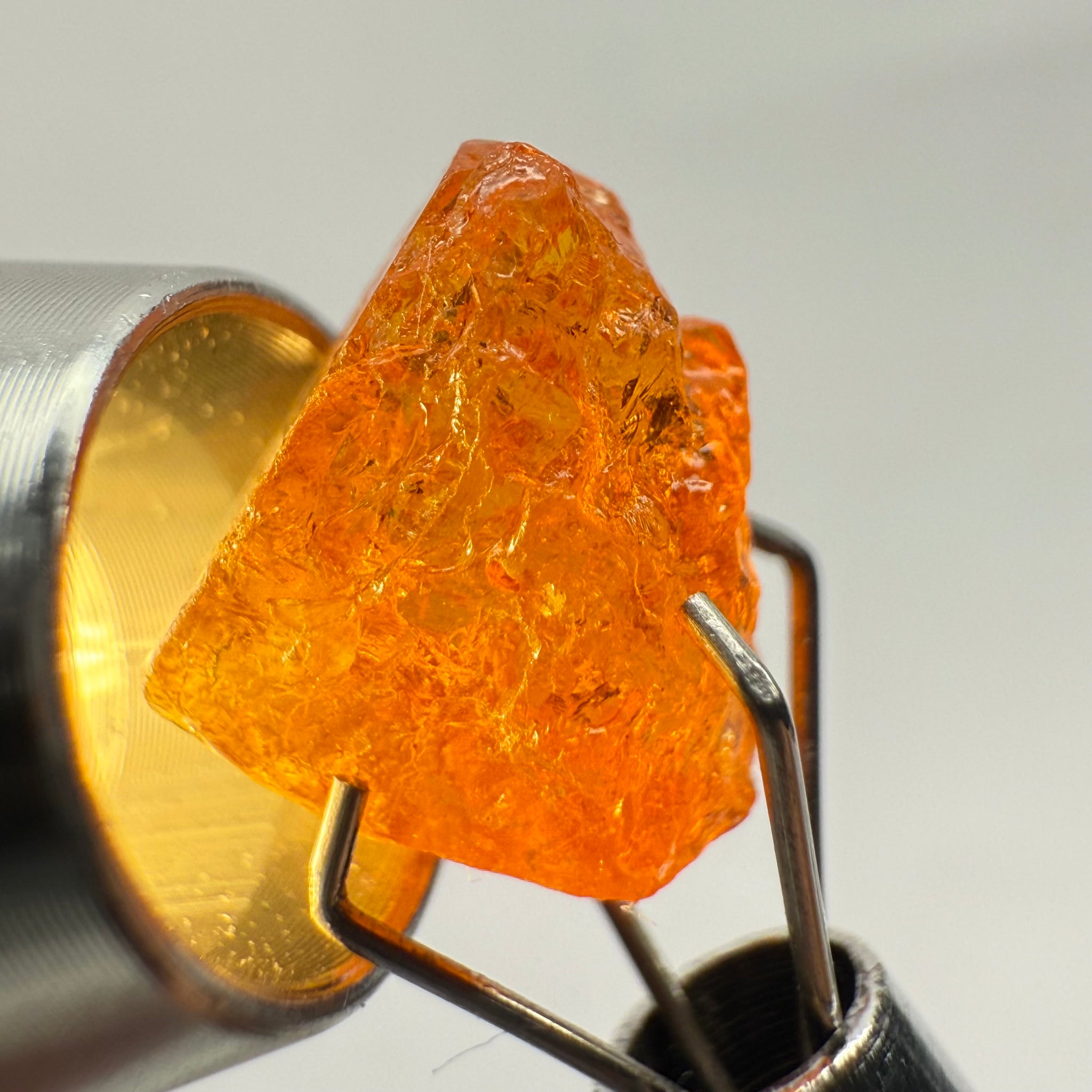 Mandarin Spessartite Garnet, 4.86ct, Loliondo, Tanzania, Untreated Unheated, shape is flattish, heavily included, see pictures for inclusion locations, and if it’s ok it’s priced really well